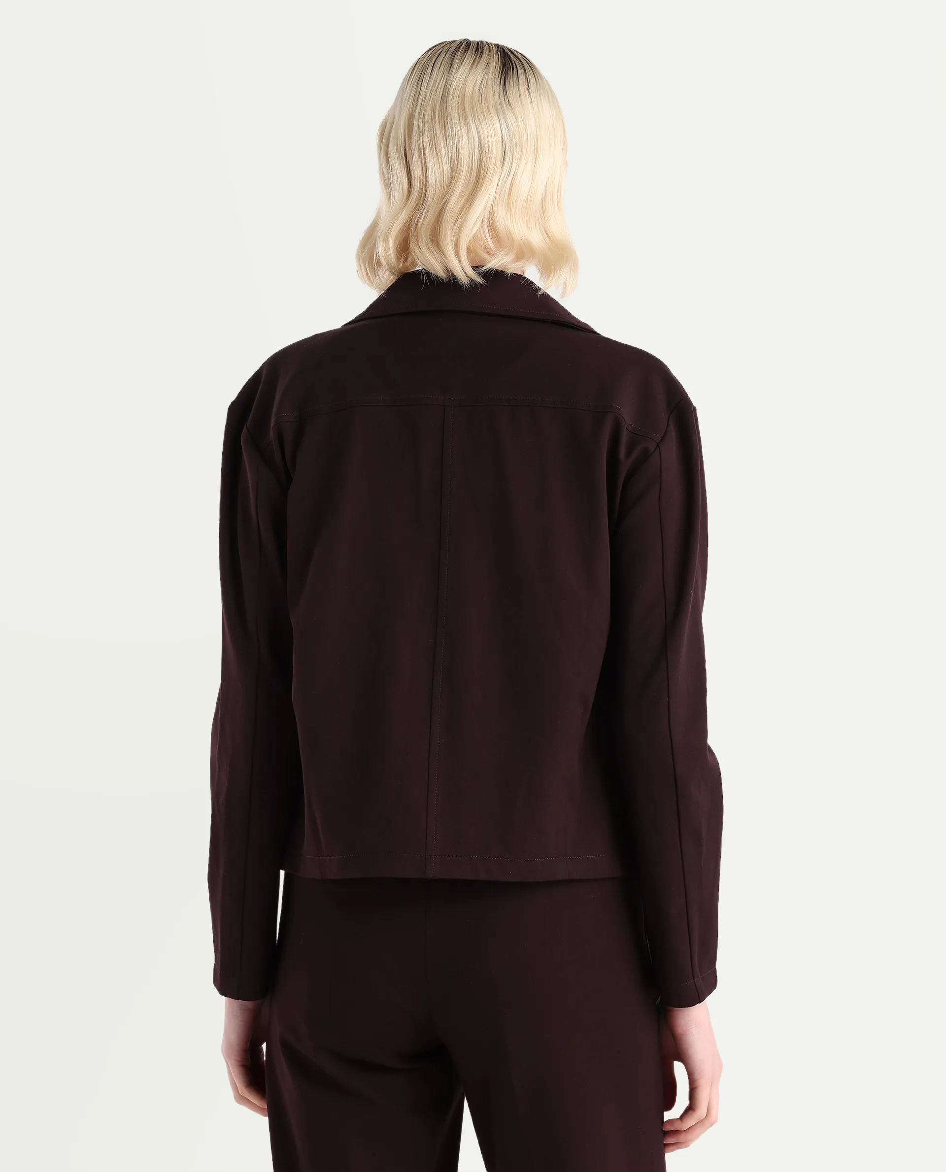 Rareism Women's Nizloz Maroon Polyester Blend Spread Collar Regular Plain Jacket - Image 7