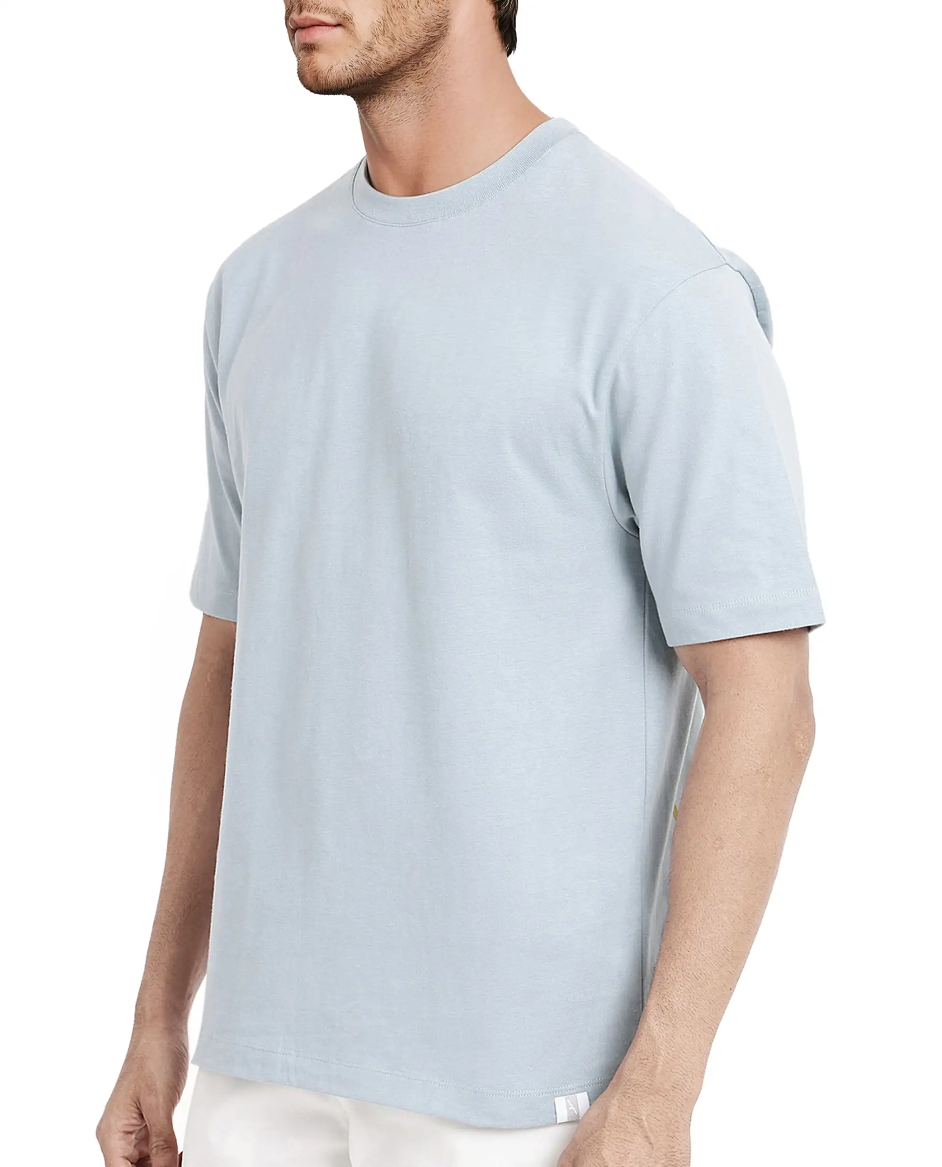 Rare Rabbit Men's Noa Light Blue Cotton Graphic Print Oversized Fit Half Sleeve Crew Neck T-Shirt - Image 3