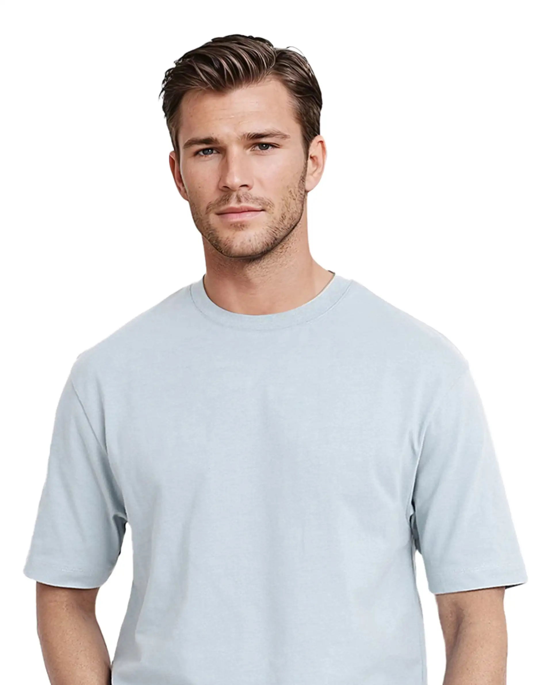 Rare Rabbit Men's Noa Light Blue Cotton Graphic Print Oversized Fit Half Sleeve Crew Neck T-Shirt - Image 6