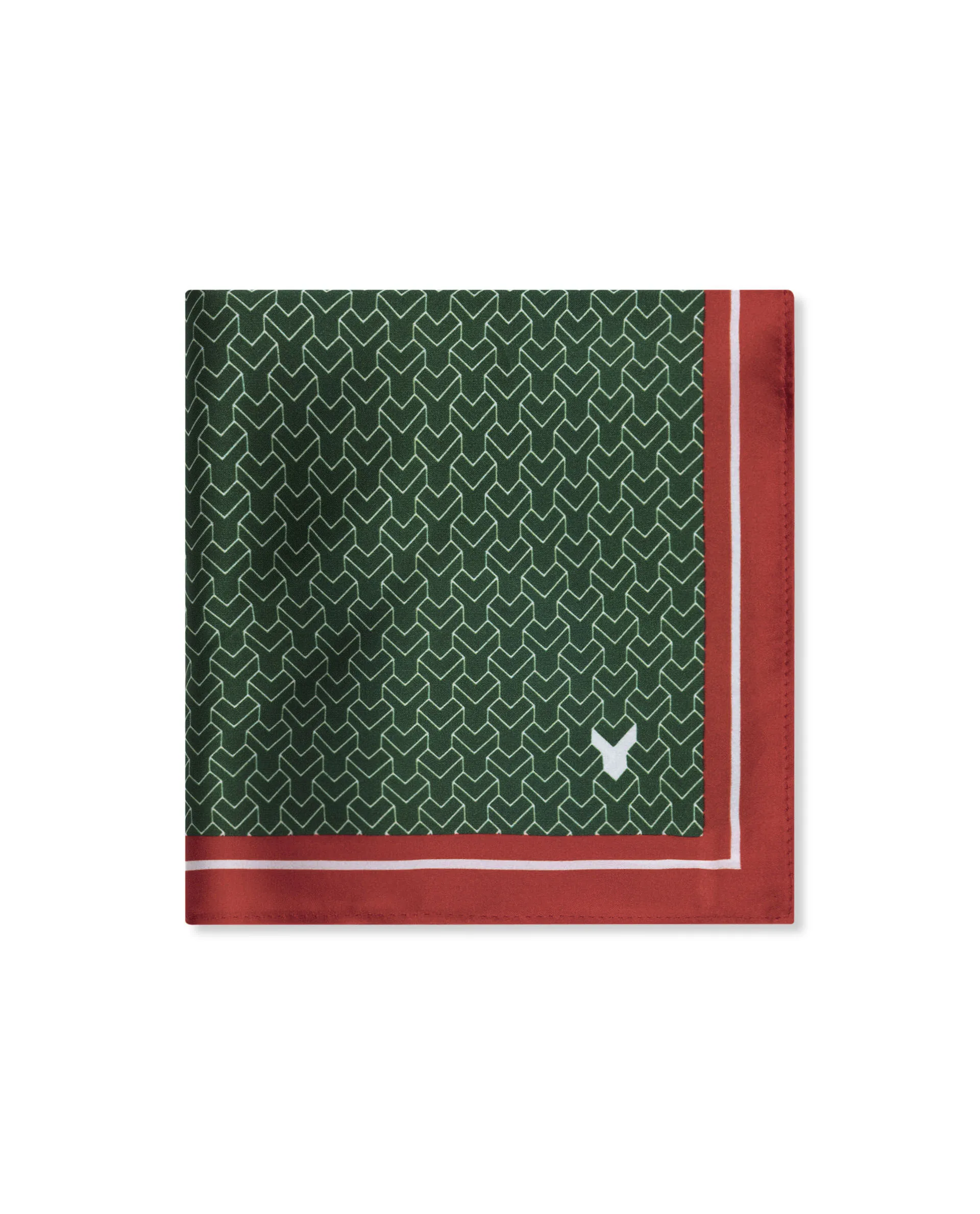 Rare Rabbit Men's Noaa-2 Green Silk Fabric Monogram Print Pocket Square - Image 3
