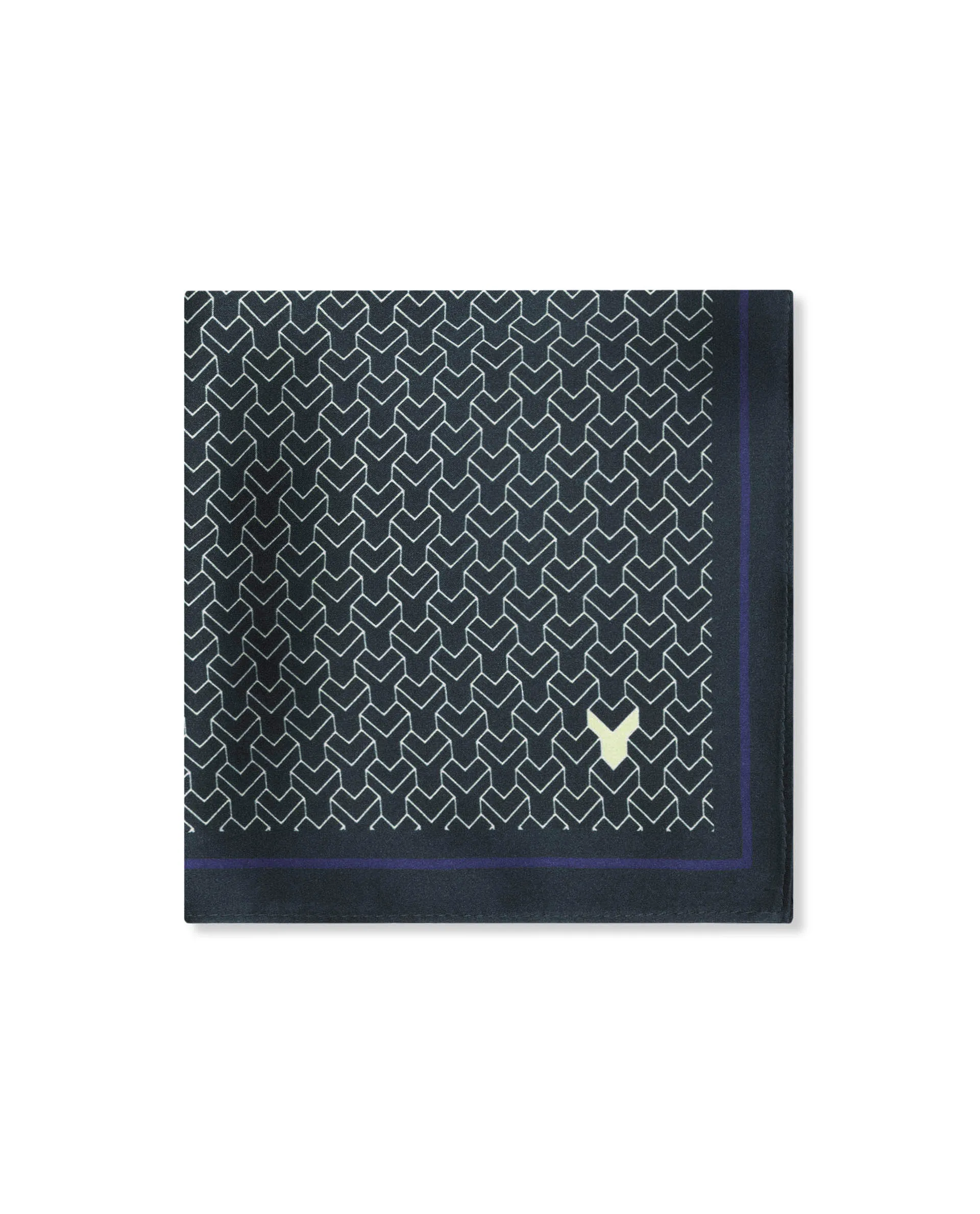 Rare Rabbit Men's Noaa-2 Turq Silk Fabric Monogram Print Pocket Square - Image 2