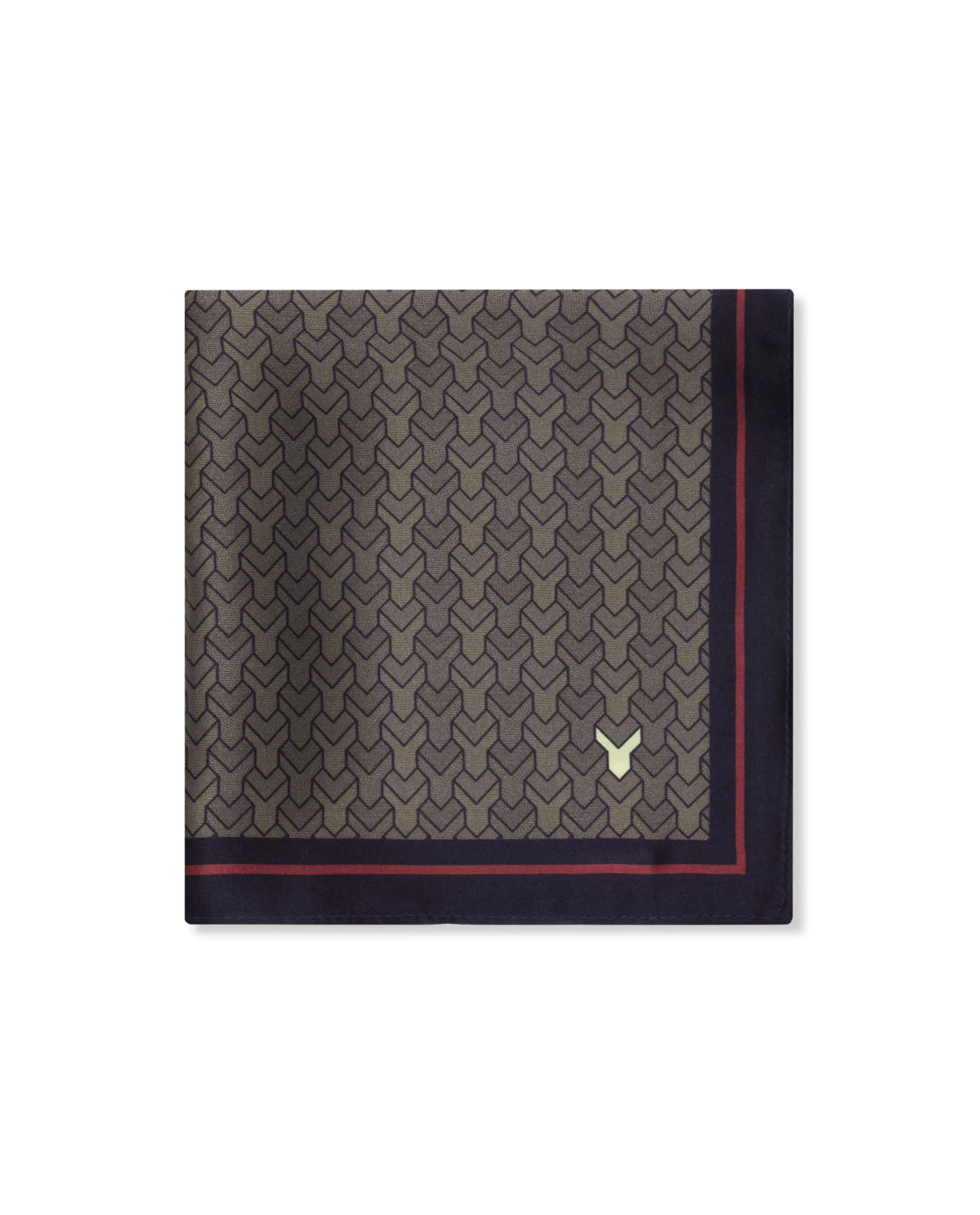 Rare Rabbit Men's Noaa-2 Light Brown Silk Fabric Monogram Print Pocket Square - Image 2
