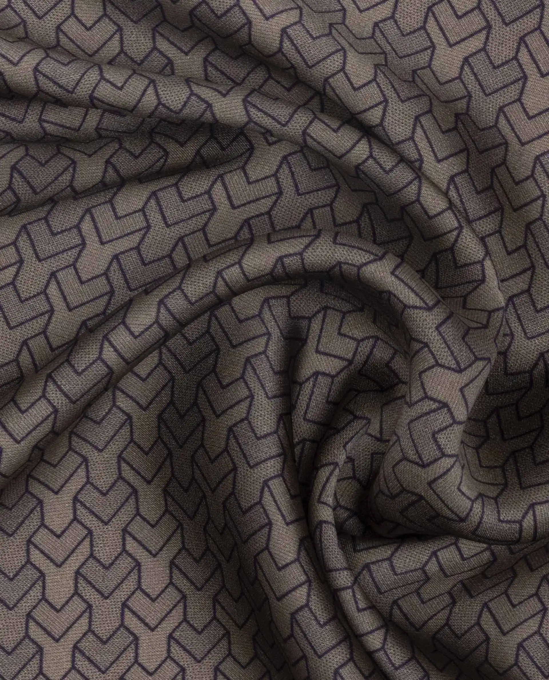 Rare Rabbit Men's Noaa-2 Light Brown Silk Fabric Monogram Print Pocket Square - Image 3