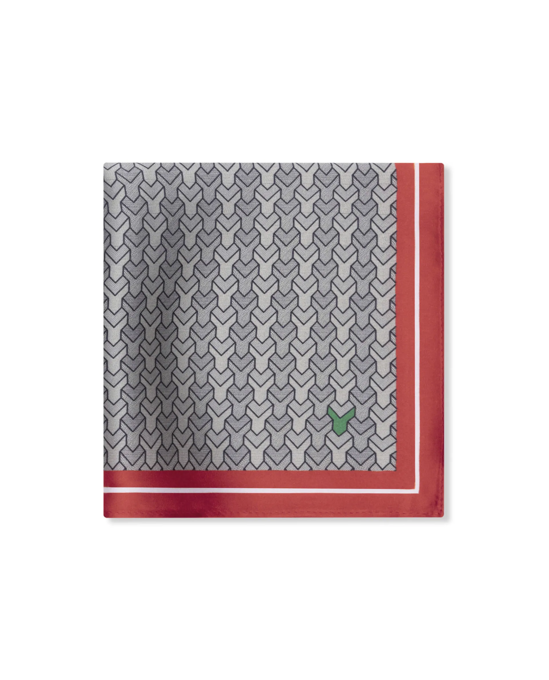 Rare Rabbit Men's Noaa-2 Grey Silk Fabric Monogram Print Pocket Square - Image 2