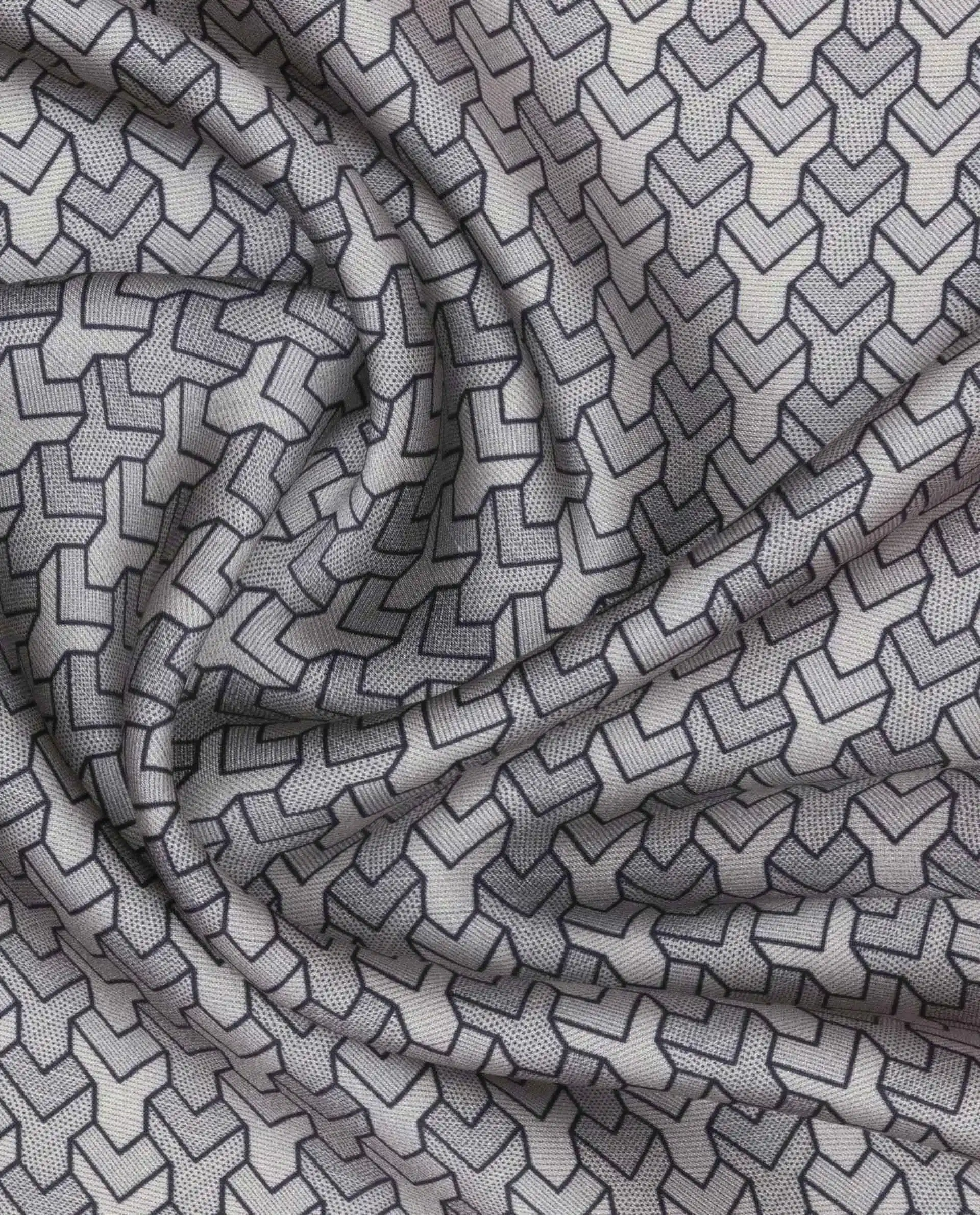 Rare Rabbit Men's Noaa-2 Grey Silk Fabric Monogram Print Pocket Square - Image 3
