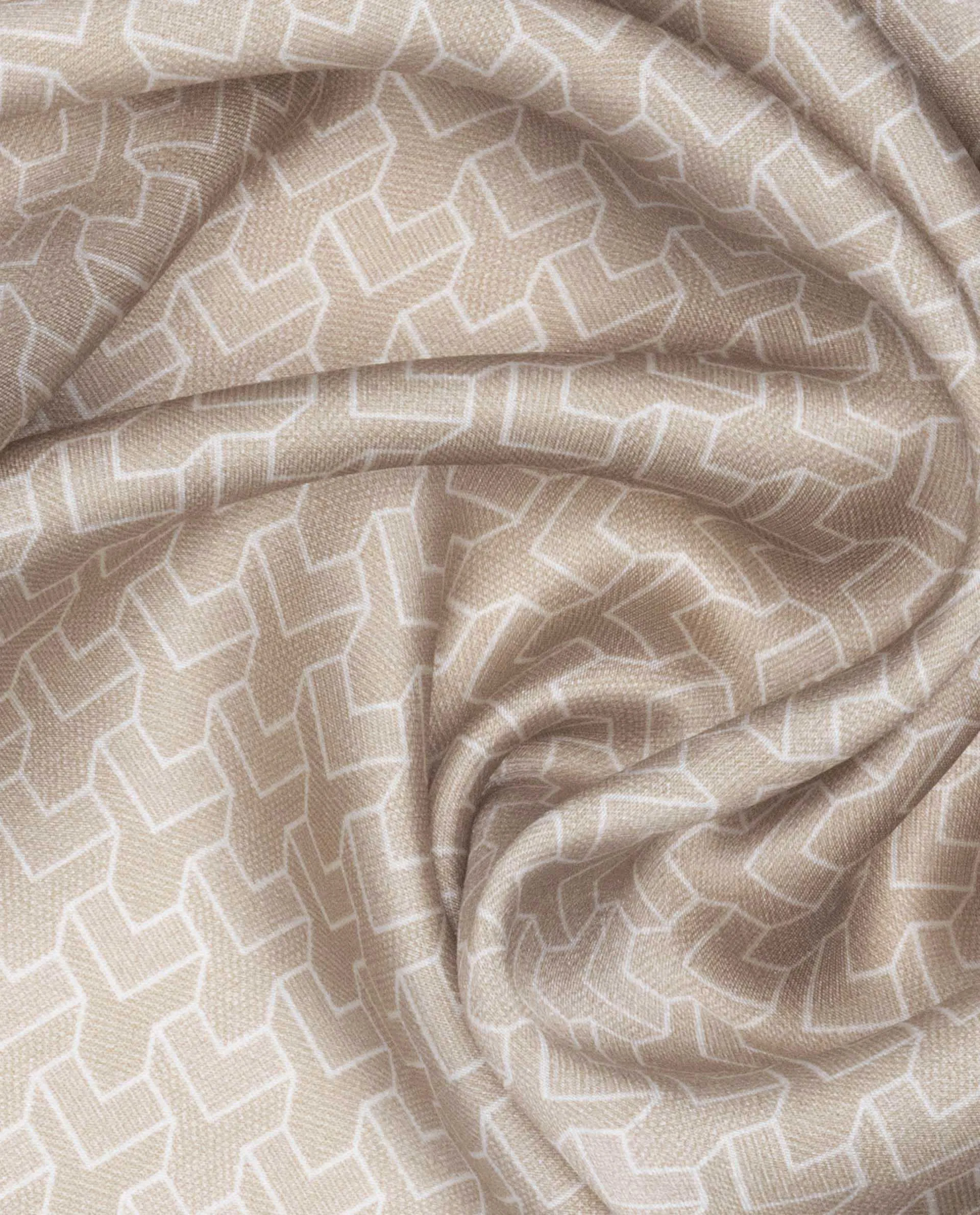 Rare Rabbit Men's Noaa Beige Silk Fabric Monogram Print Pocket Square - Image 2