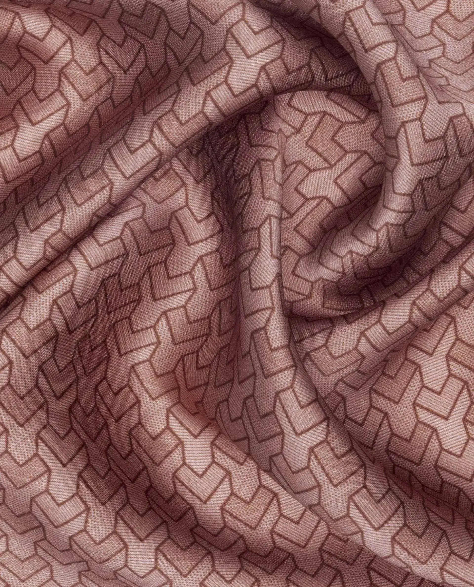 Rare Rabbit Men's Noaa Peach Silk Fabric Monogram Print Pocket Square - Image 2