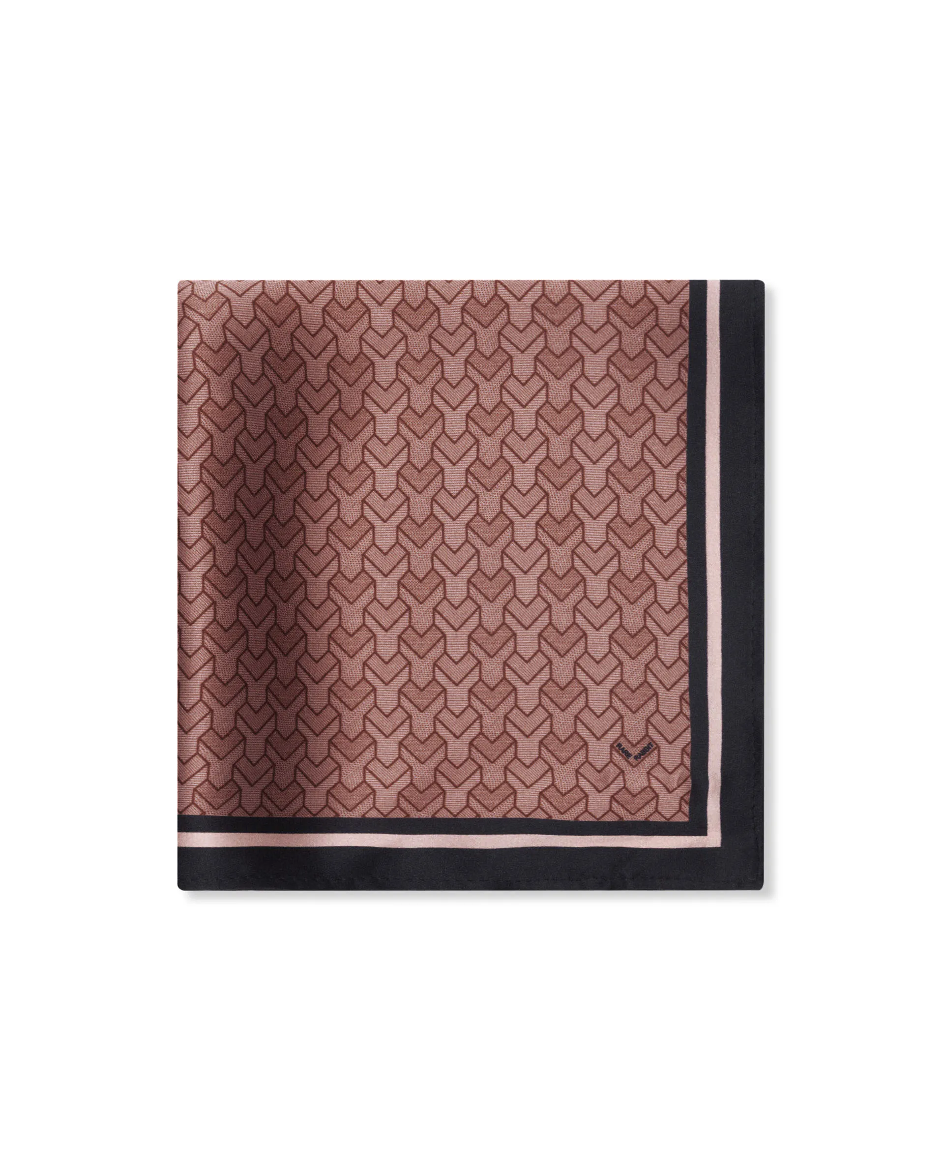 Rare Rabbit Men's Noaa Peach Silk Fabric Monogram Print Pocket Square - Image 3