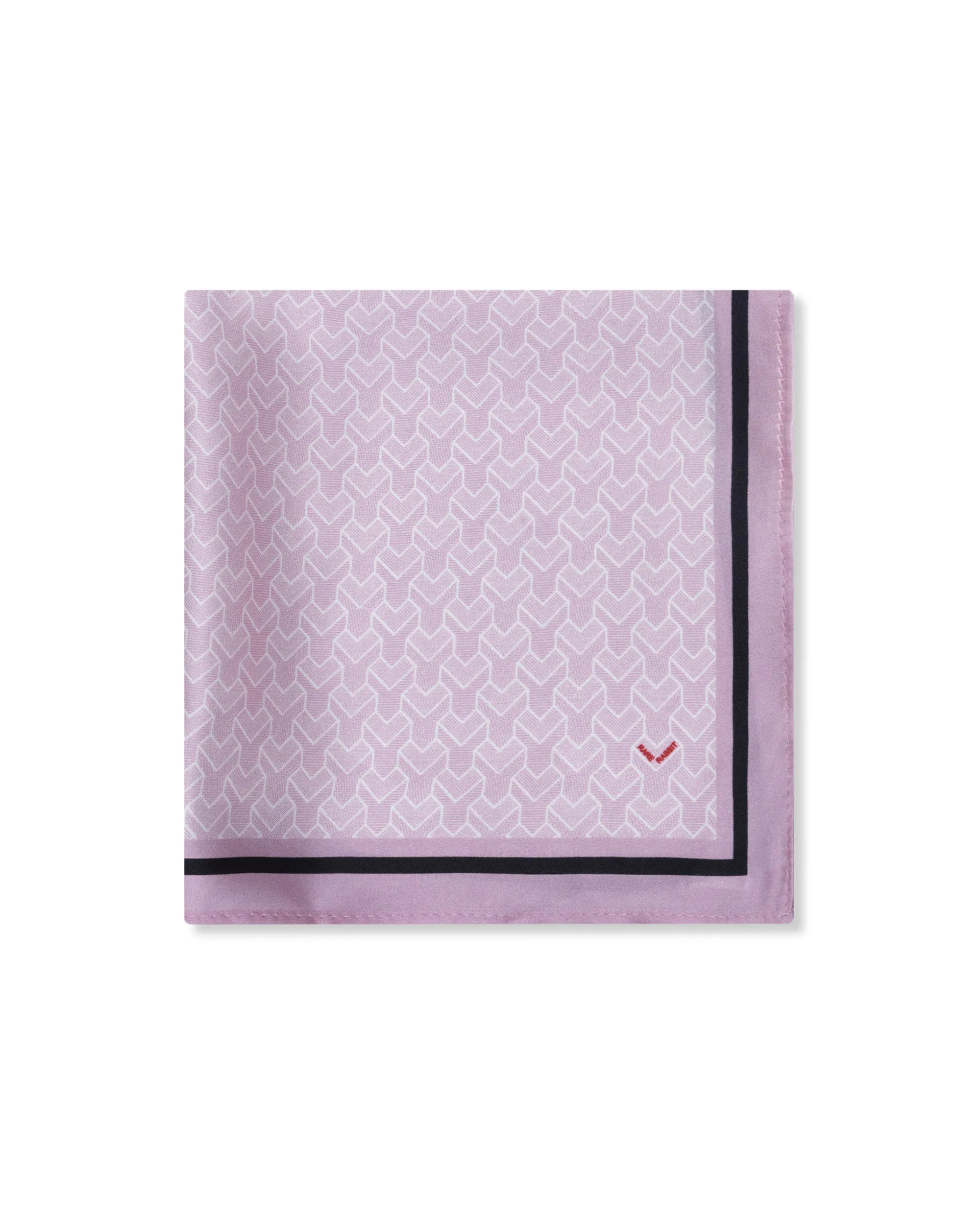 Rare Rabbit Men's Noaa Pink Silk Fabric Monogram Print Pocket Square - Image 3