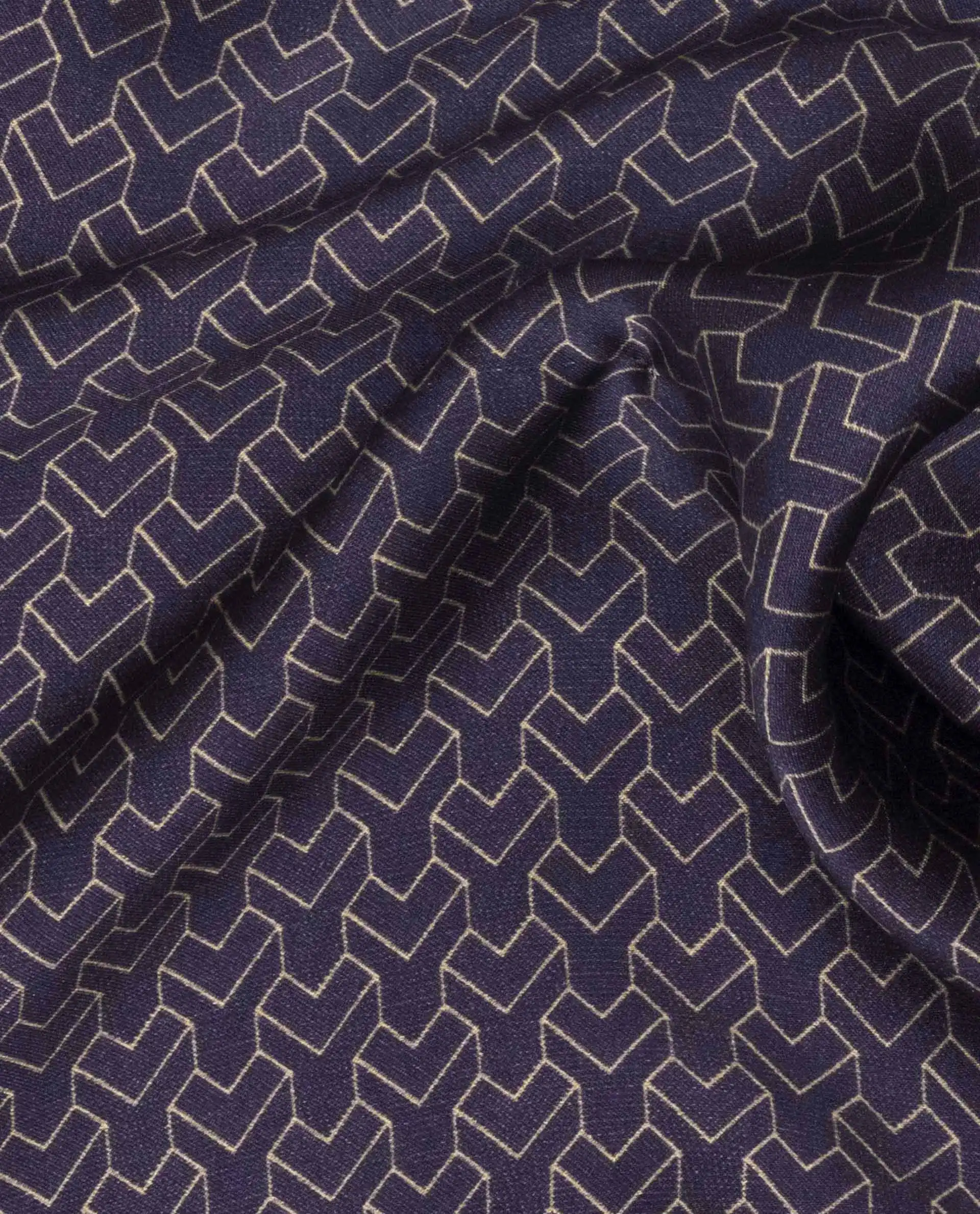 Rare Rabbit Men's Noaa Purple Silk Fabric Monogram Print Pocket Square - Image 2