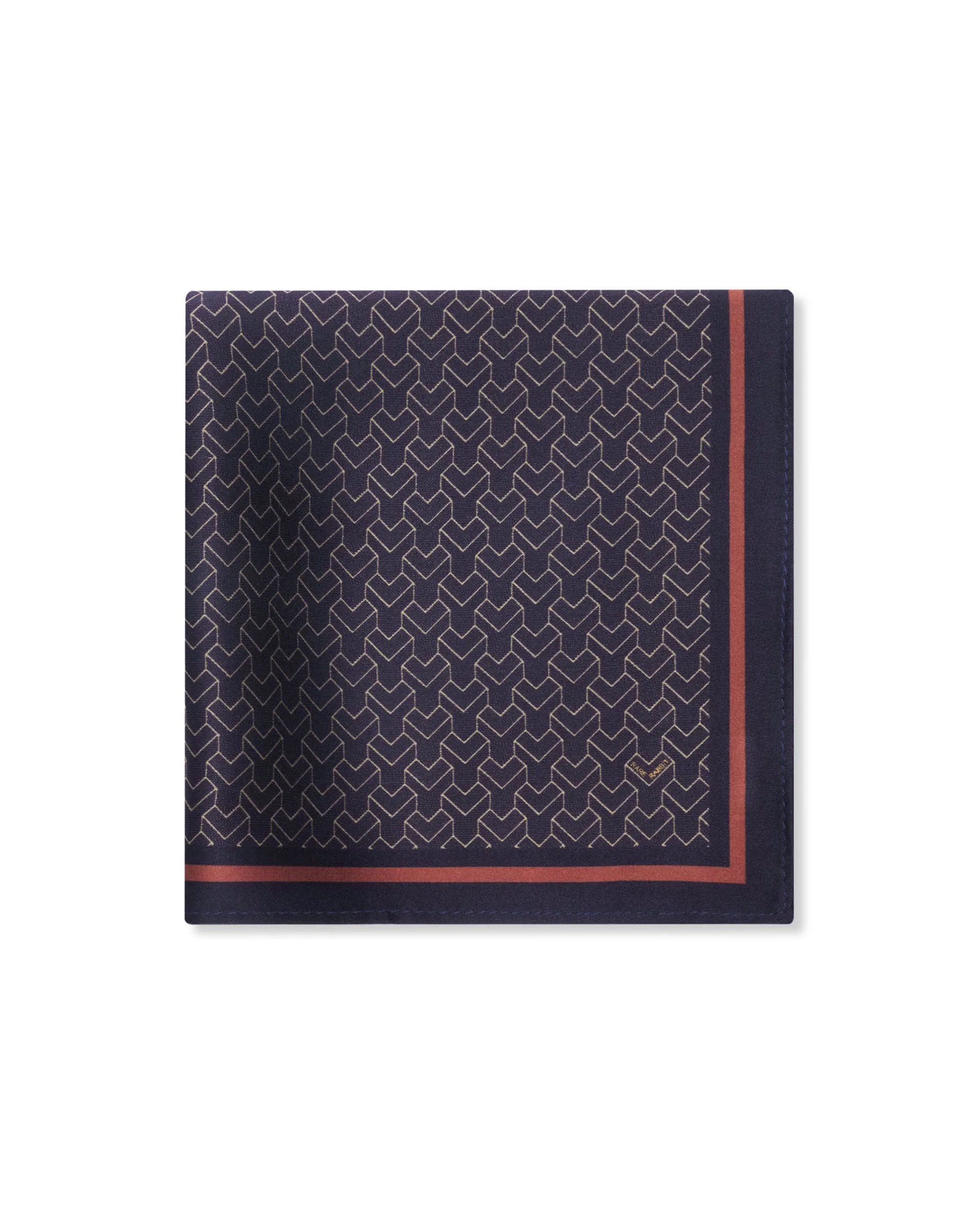 Rare Rabbit Men's Noaa Purple Silk Fabric Monogram Print Pocket Square - Image 3