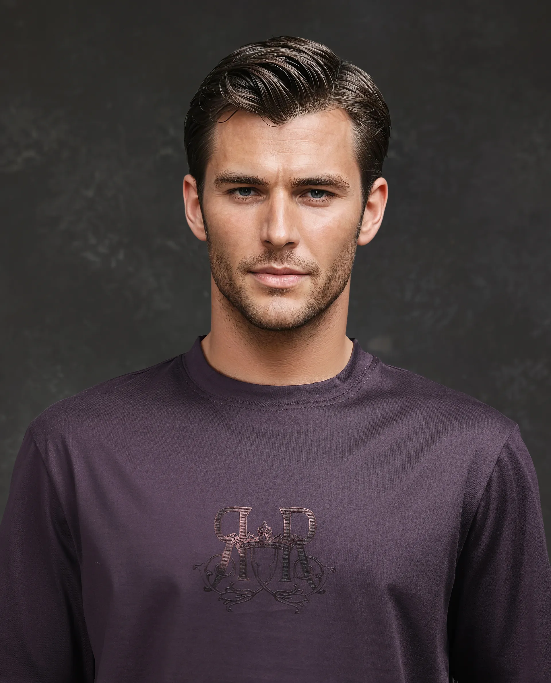Rare Rabbit Men's Noah Dark Purple Cotton Graphic Print Barcelone Fit Half Sleeve Crew Neck T-Shirt - Image 7