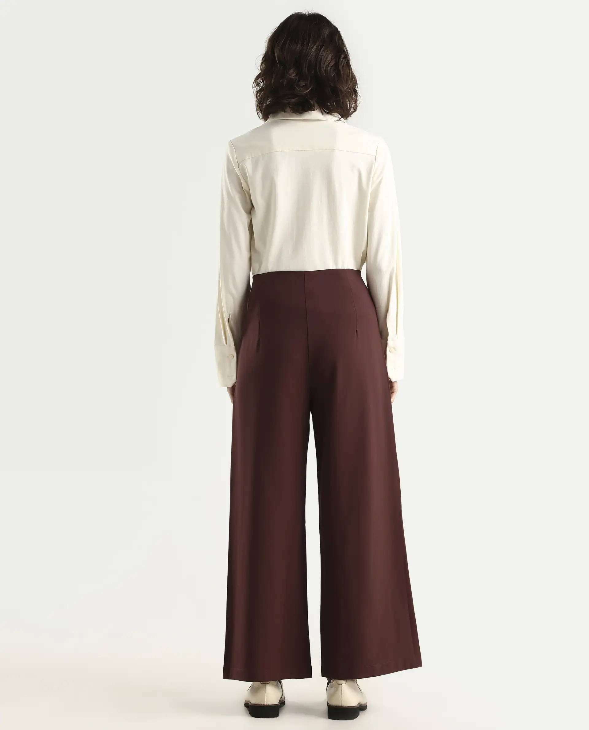 Rareism Women's Noahti Light Rust Cotton Plain Ankle Length Wide Trouser - Image 7