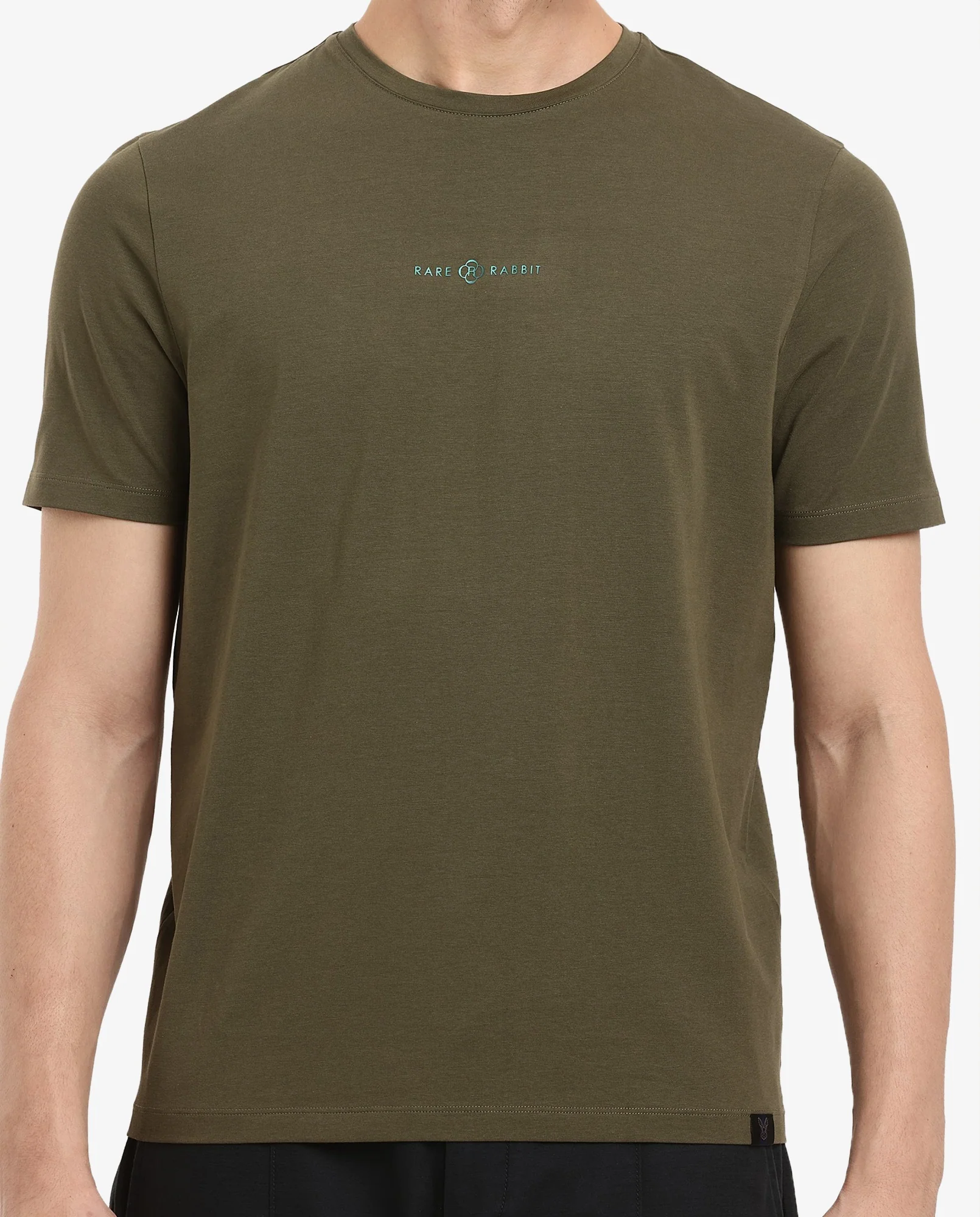 Rare Rabbit Men's Noam Dusky Olive Cotton Graphic Print Regular Fit Half Sleeve Crew Neck T-Shirt - Image 4