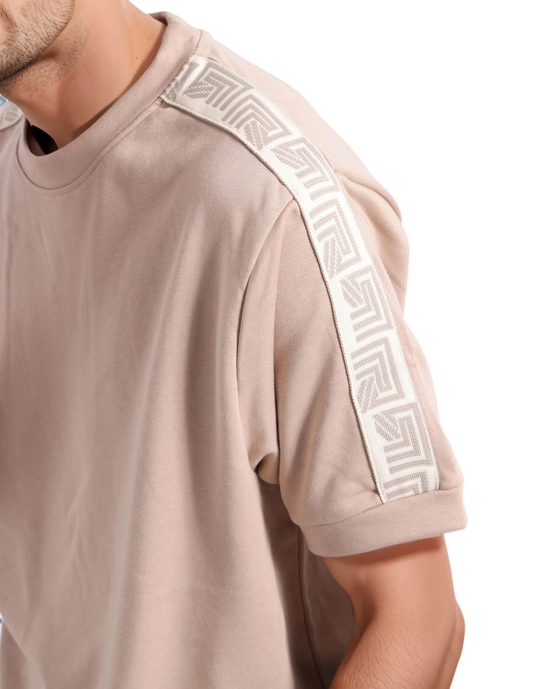 Rare Rabbit Men's Nobo Beige Cotton Monogram Print Oversized Fit Half Sleeve Crew Neck T-Shirt - Image 3