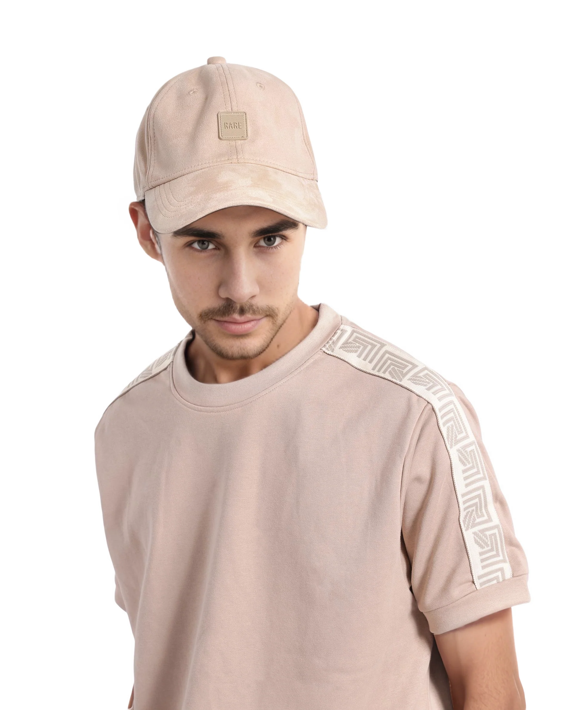 Rare Rabbit Men's Nobo Beige Cotton Monogram Print Oversized Fit Half Sleeve Crew Neck T-Shirt - Image 6