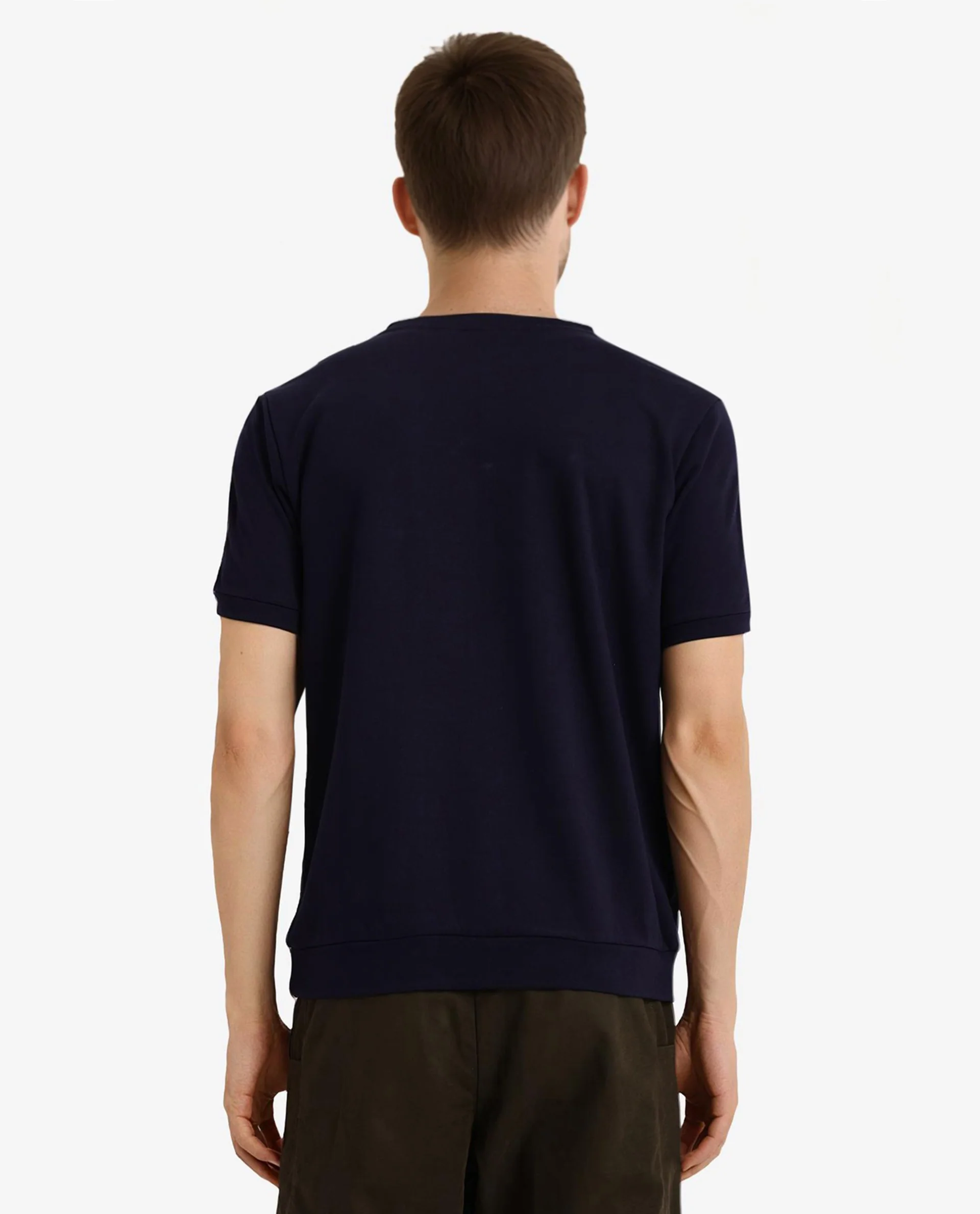 Rare Rabbit Men's Nobo Navy Cotton Monogram Print Oversized Fit Half Sleeve Crew Neck T-Shirt - Image 5