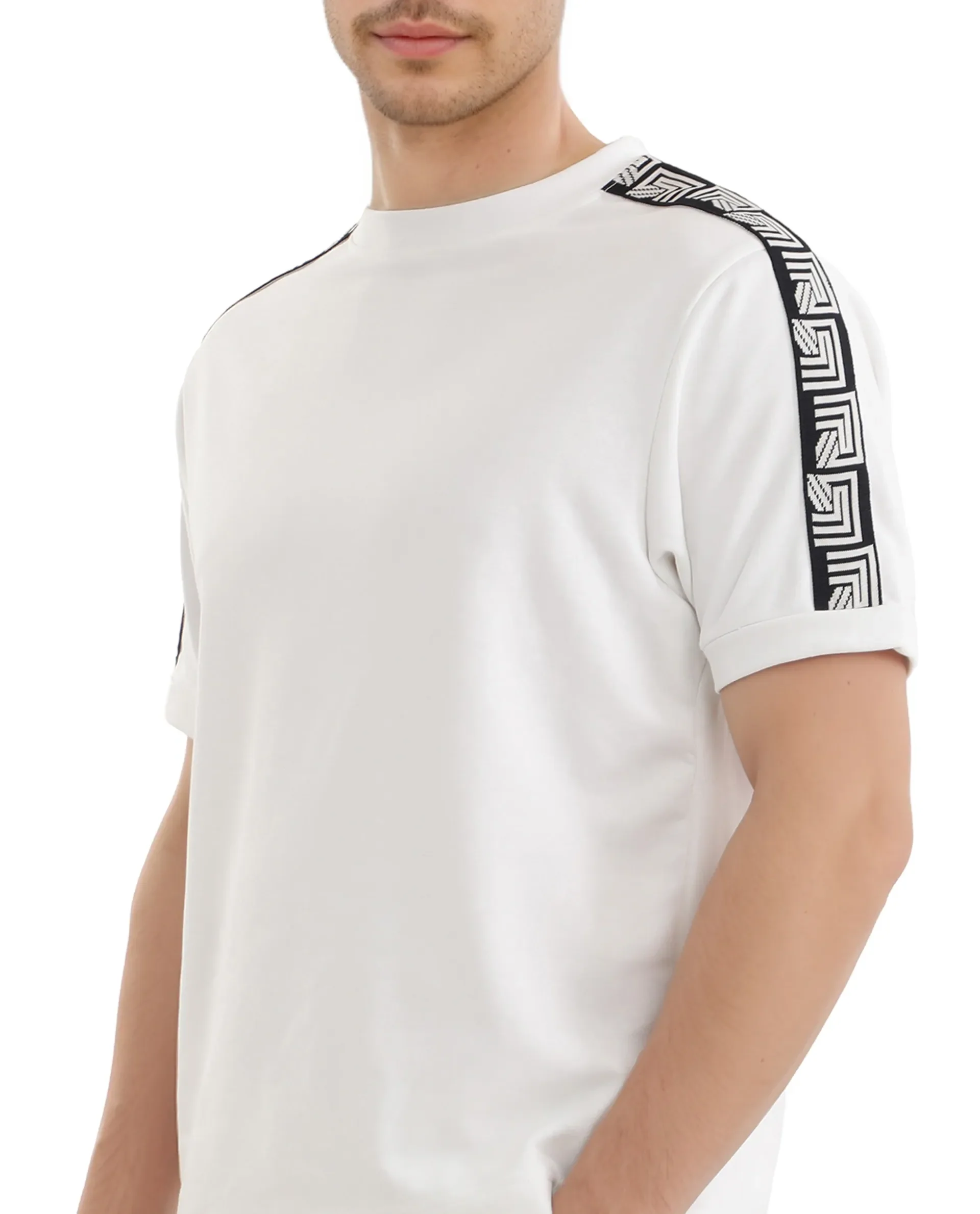 Rare Rabbit Men's Nobo White Cotton Monogram Print Oversized Fit Half Sleeve Crew Neck T-Shirt - Image 3