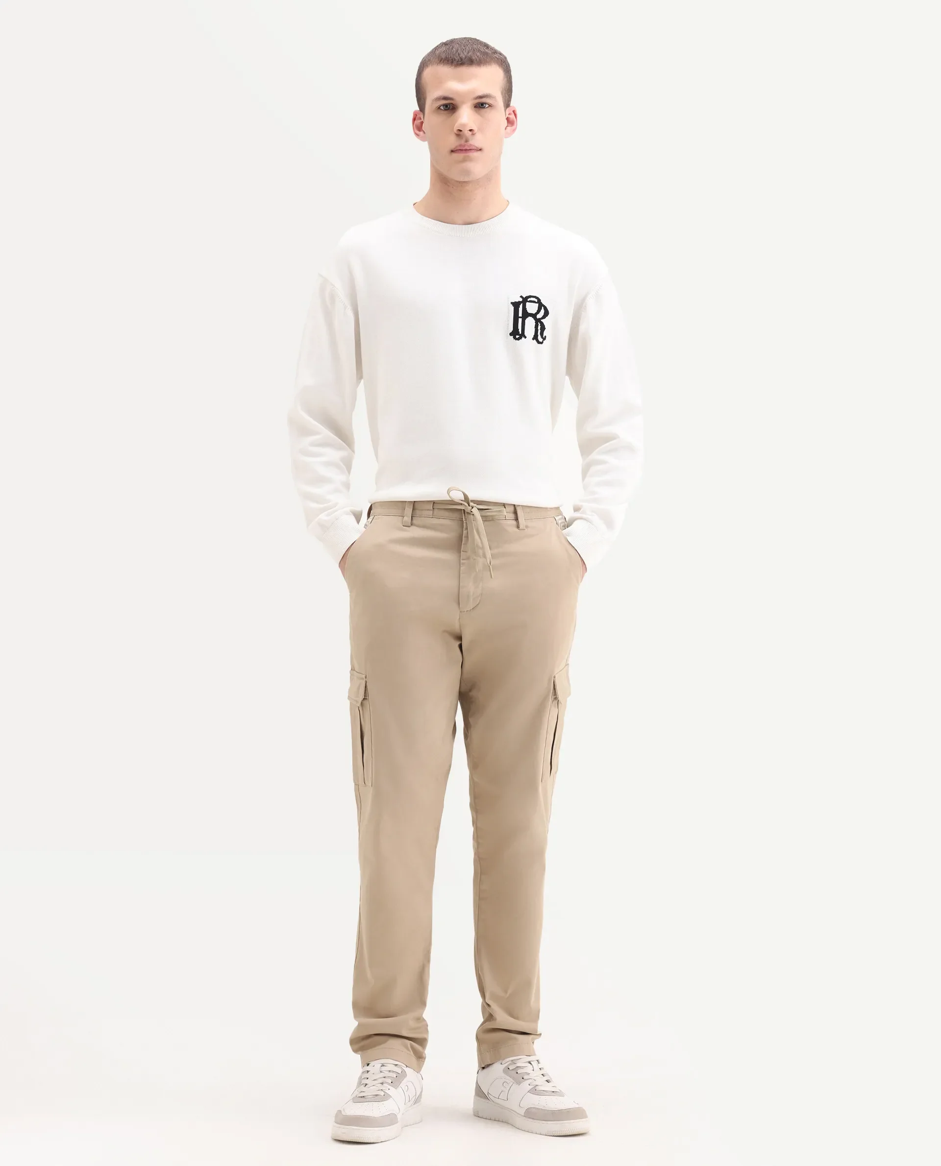 Rare Rabbit Men's Nobon Beige Cotton Plain Regular Fit Trouser - Image 5