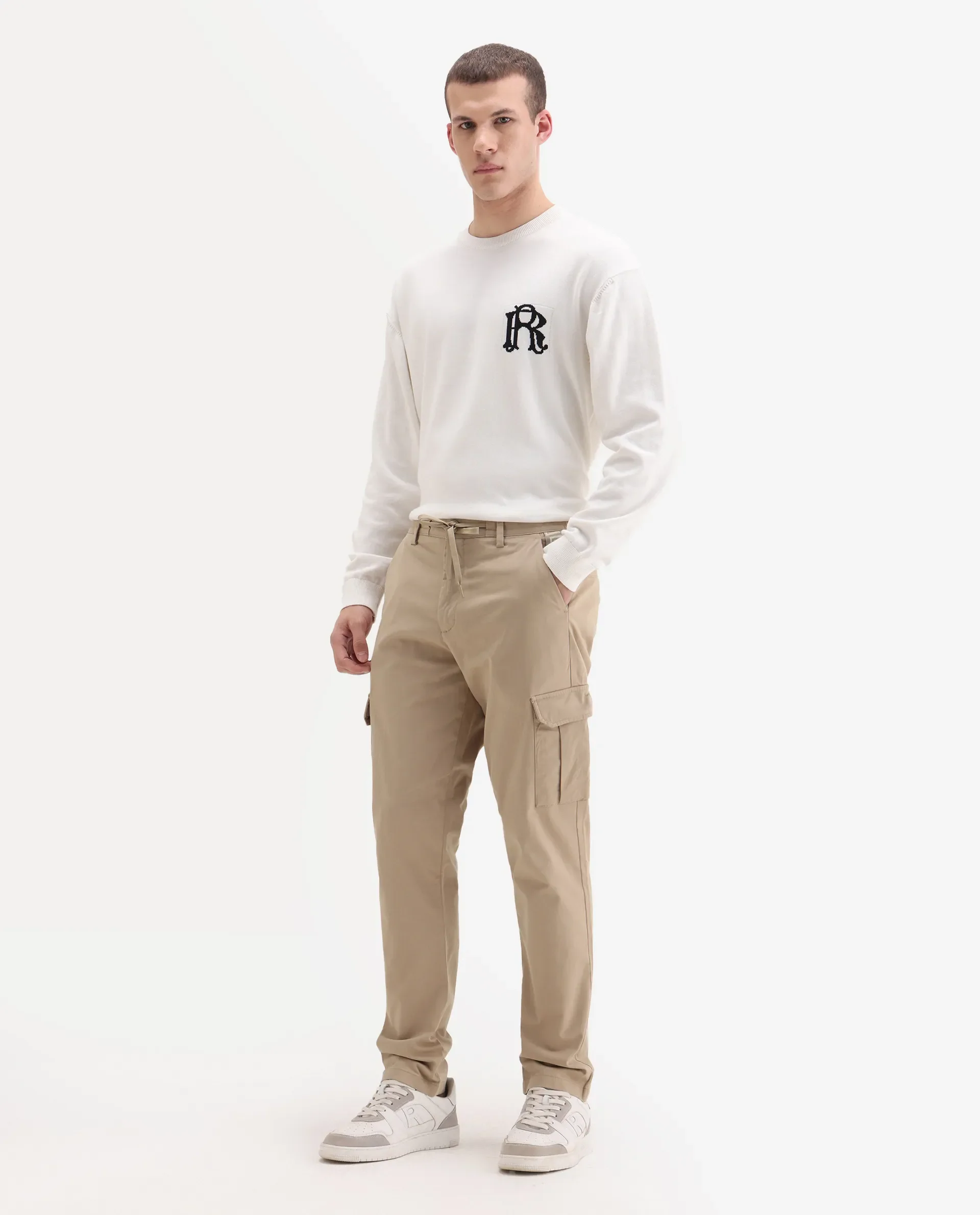 Rare Rabbit Men's Nobon Beige Cotton Plain Regular Fit Trouser - Image 6