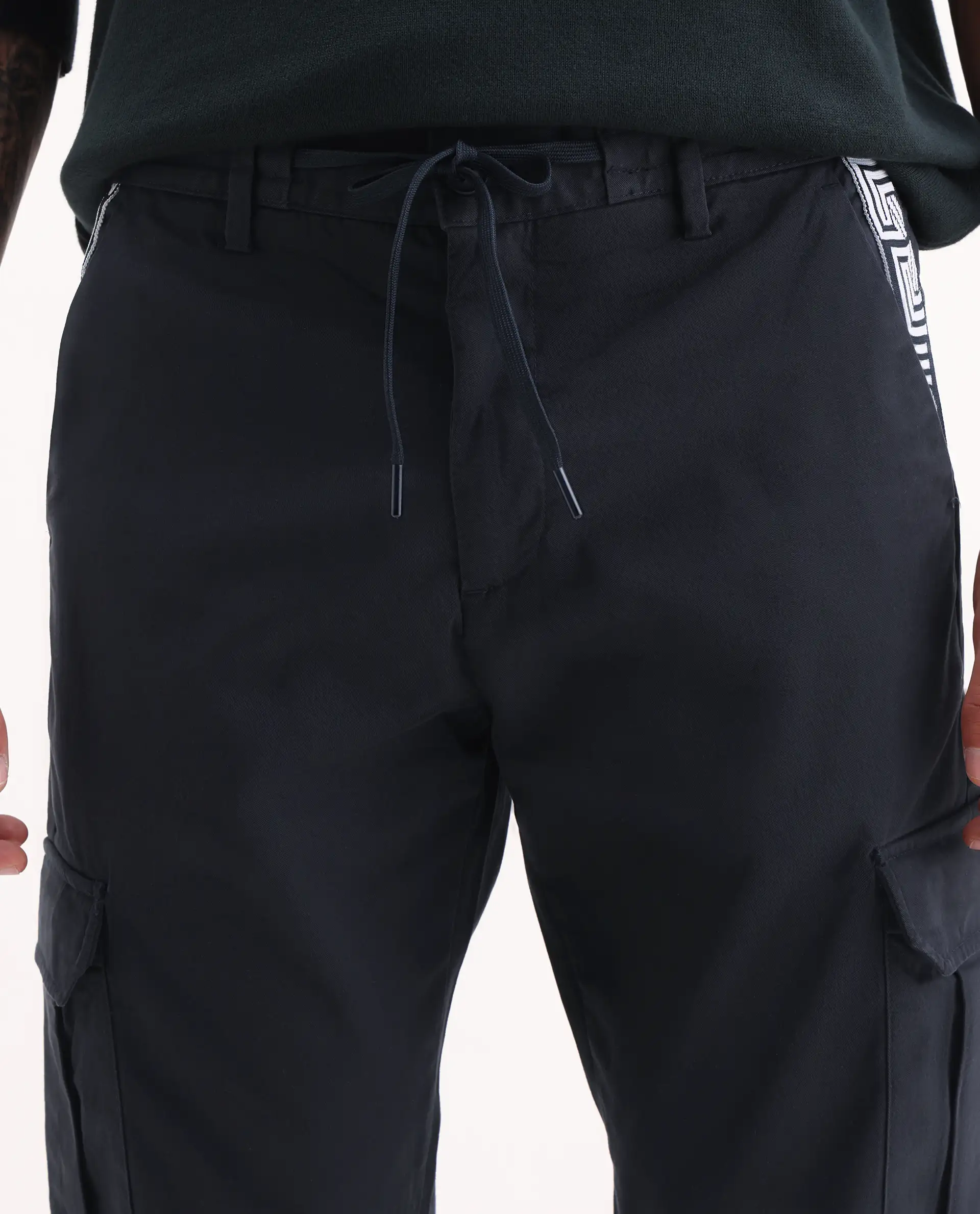 Rare Rabbit Men's Nobon Navy Cotton Plain Regular Fit Trouser - Image 3