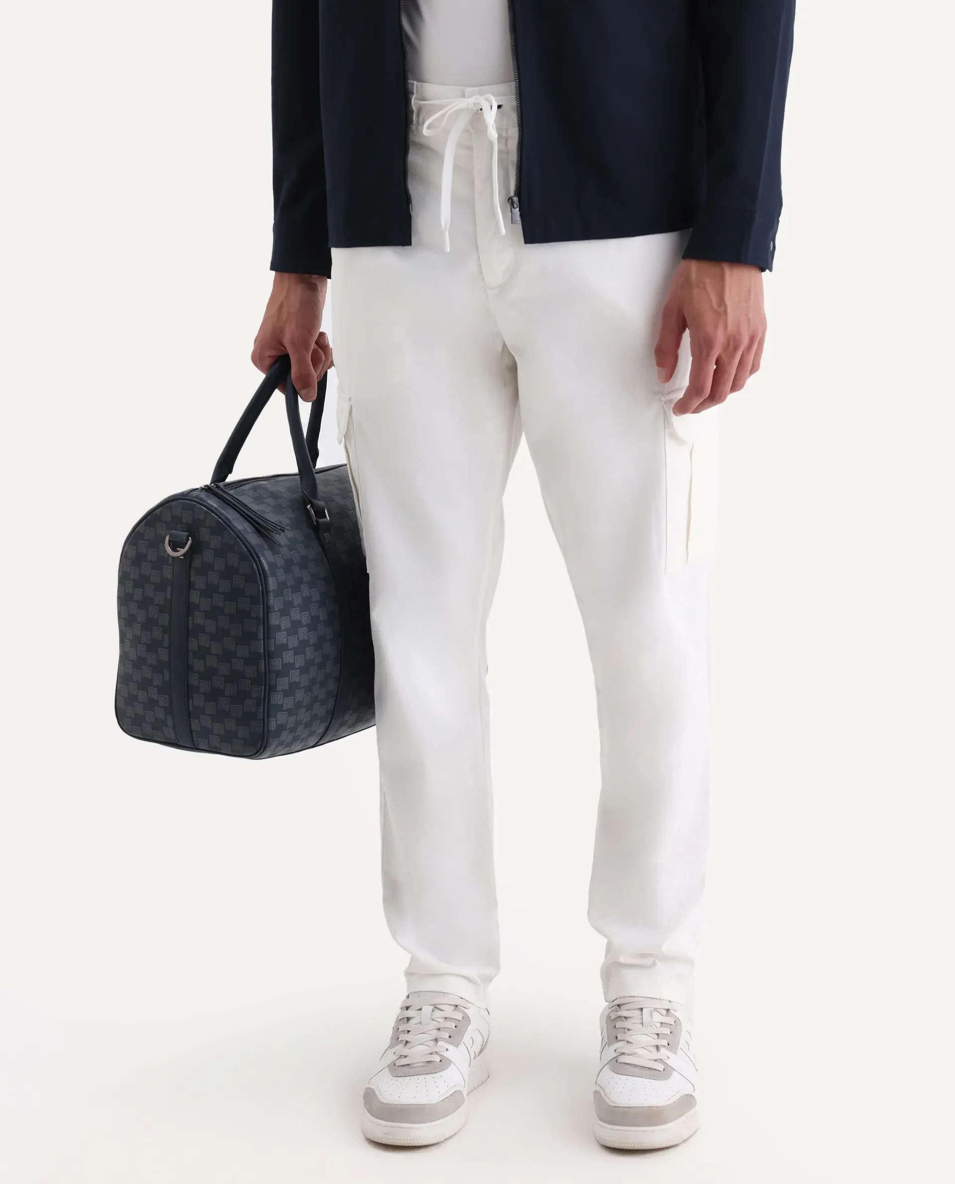 Rare Rabbit Men's Nobon White Cotton Plain Regular Fit Trouser - Image 2