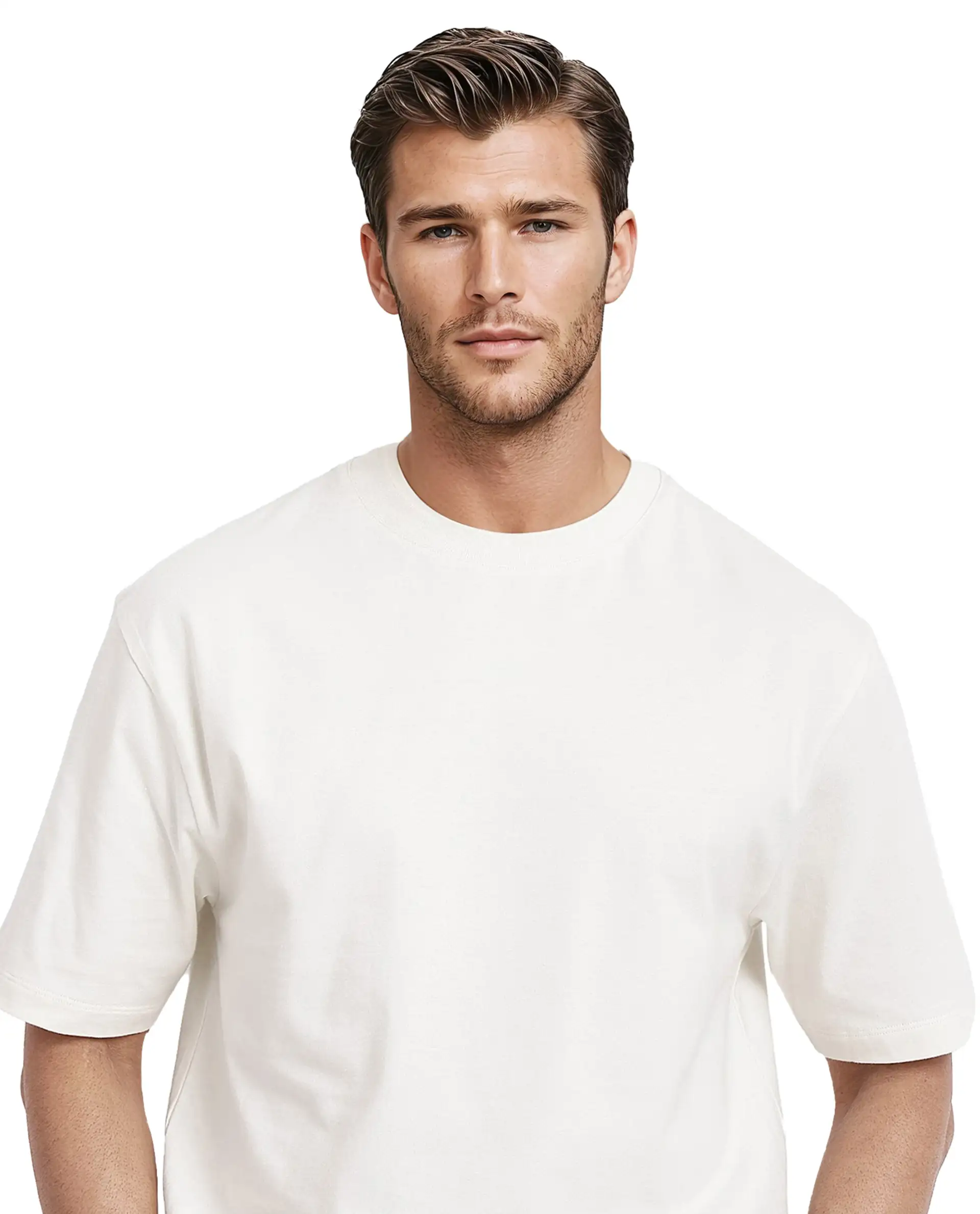 Rare Rabbit Men's Nobs Off White Cotton Graphic Print Oversized Fit Half Sleeve Crew Neck T-Shirt - Image 3