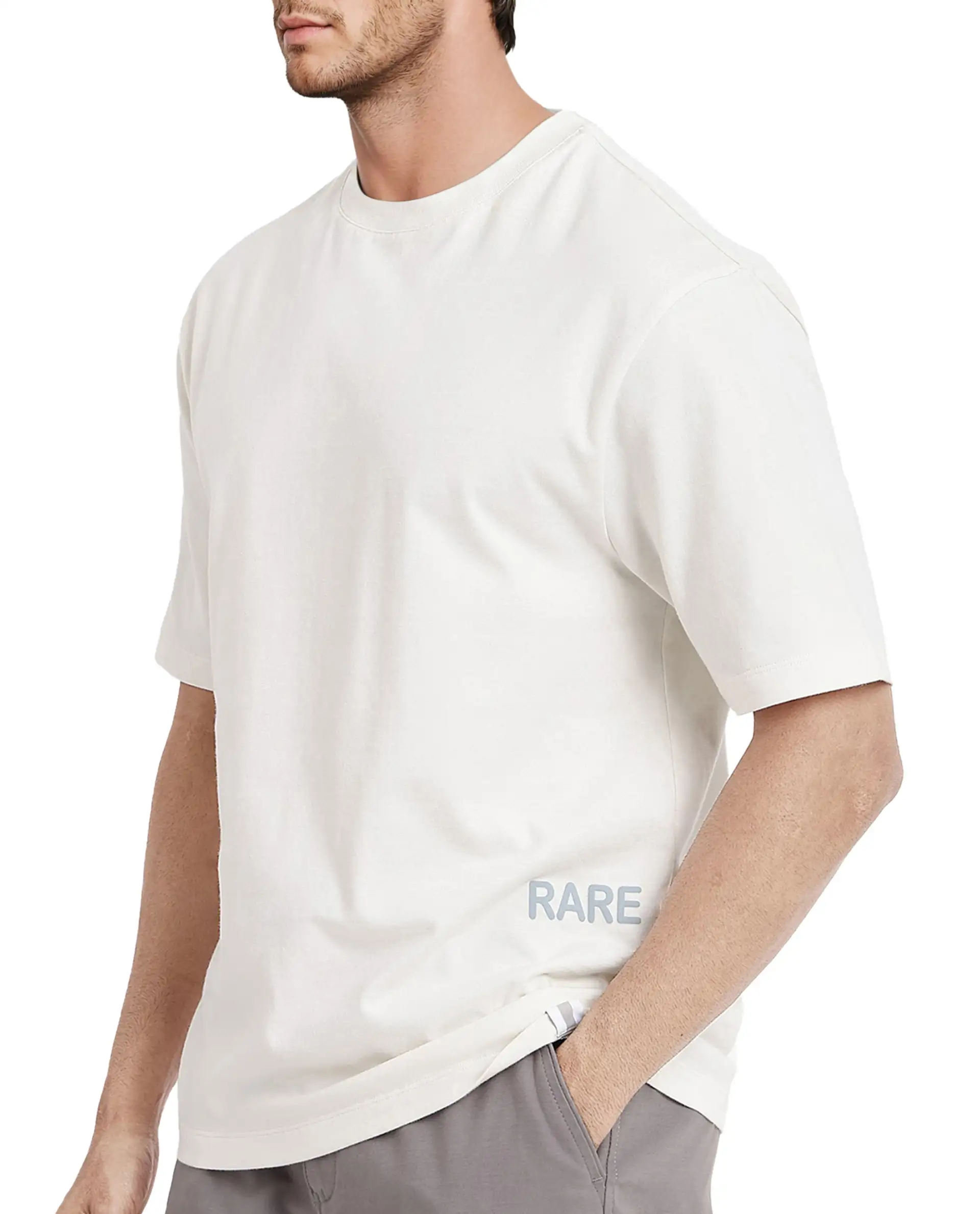 Rare Rabbit Men's Nobs Off White Cotton Graphic Print Oversized Fit Half Sleeve Crew Neck T-Shirt - Image 5