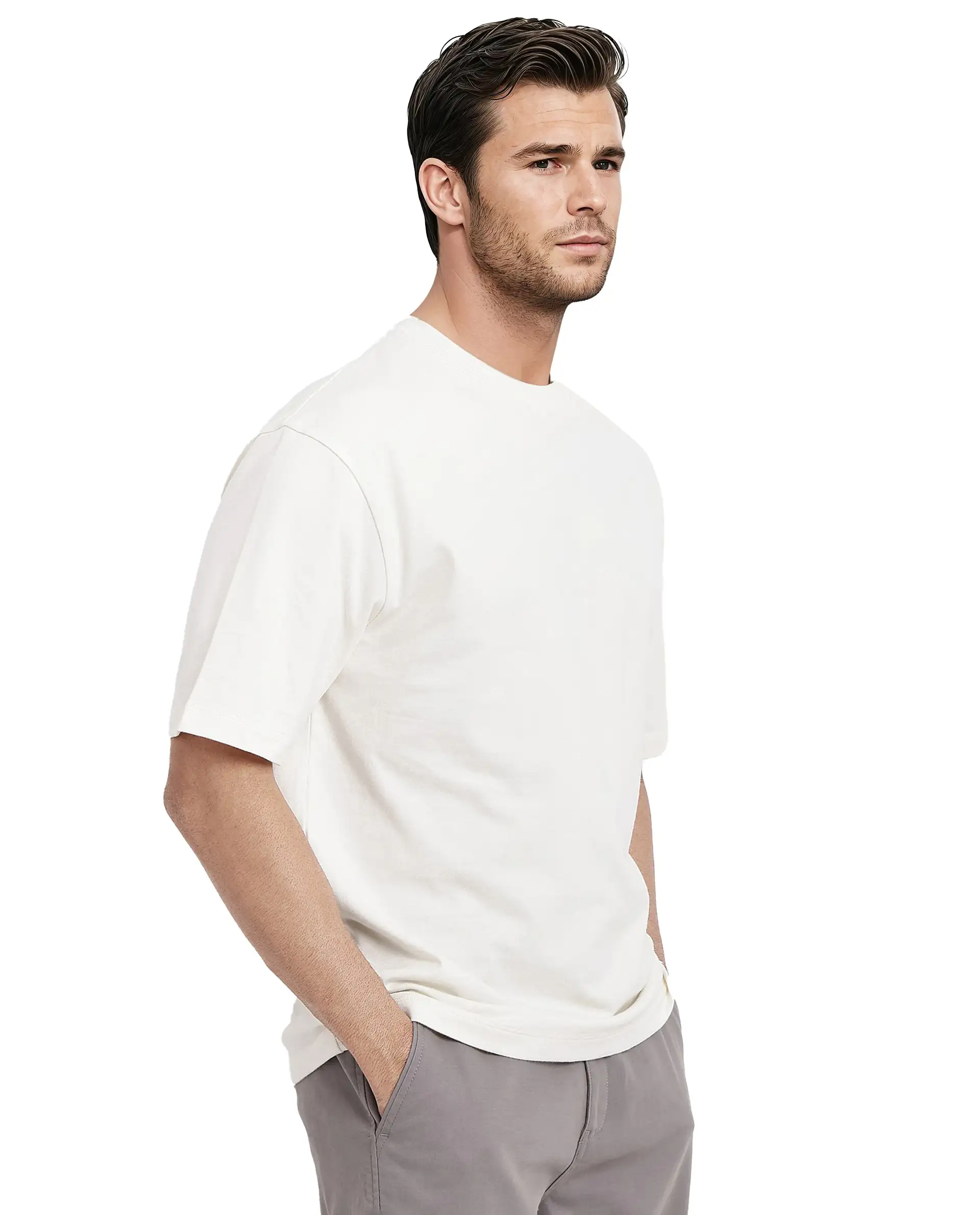 Rare Rabbit Men's Nobs Off White Cotton Graphic Print Oversized Fit Half Sleeve Crew Neck T-Shirt - Image 7