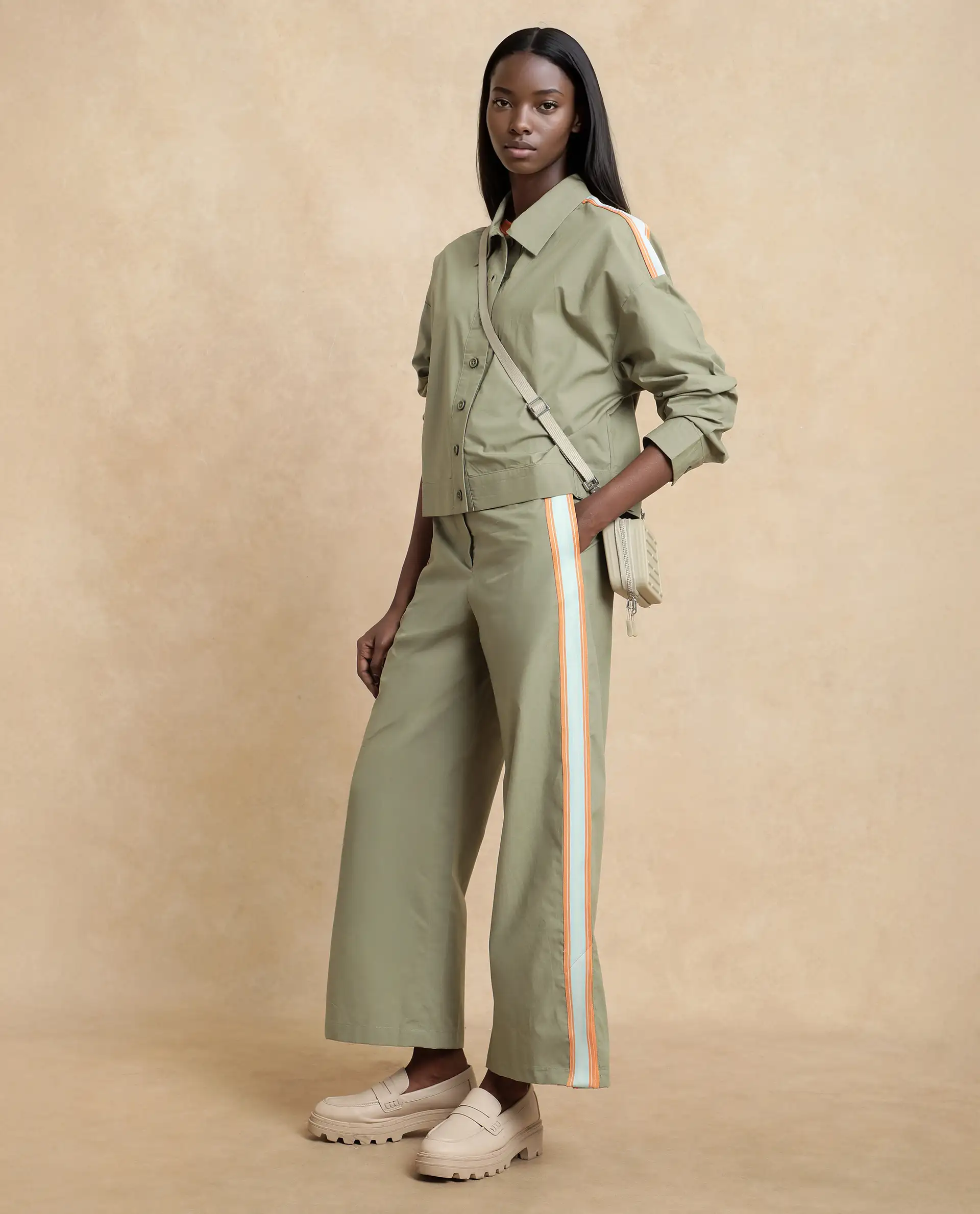 Rareism Women's Nocam B Dusky Green Cotton Plain Ankle Length Wide Trouser - Image 12
