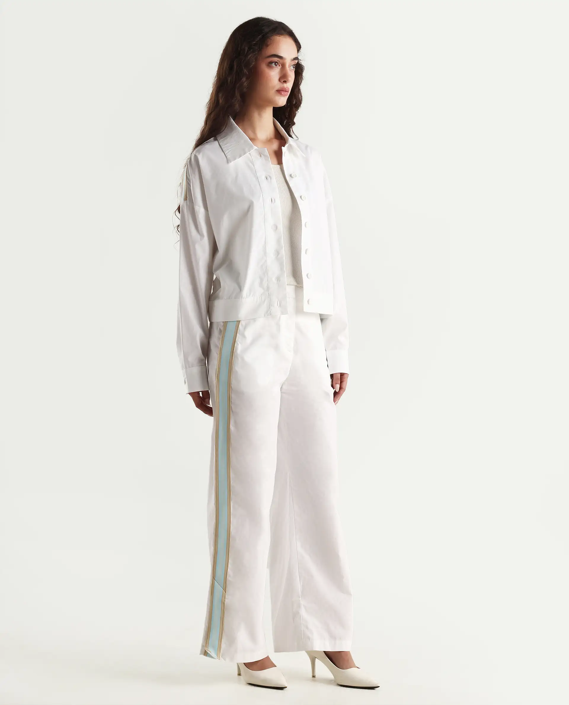 Rareism Women's Nocam B Off White Cotton Plain Ankle Length Wide Trouser - Image 5