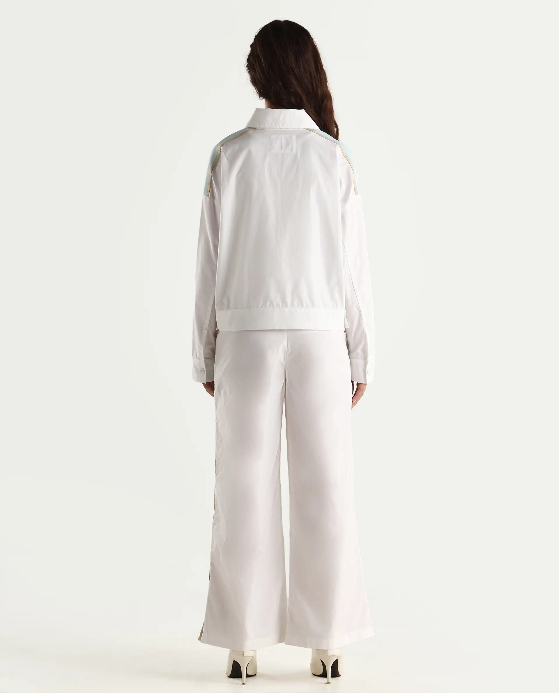 Rareism Women's Nocam B Off White Cotton Plain Ankle Length Wide Trouser - Image 7