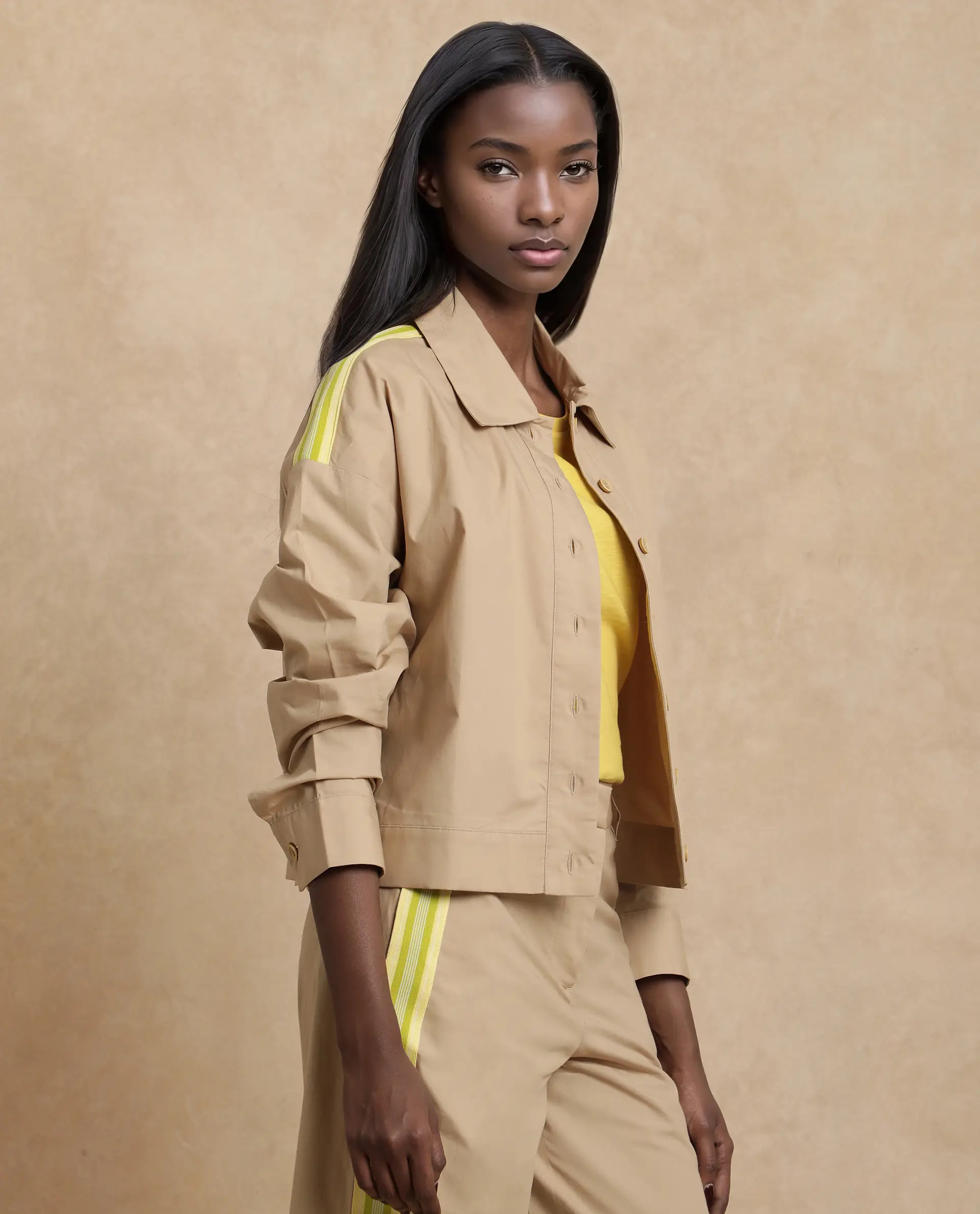 Rareism Women's Nocam S Beige Cotton Spread Collar Plain Cuffed Sleeve Relaxed Fit Shirt - Image 11