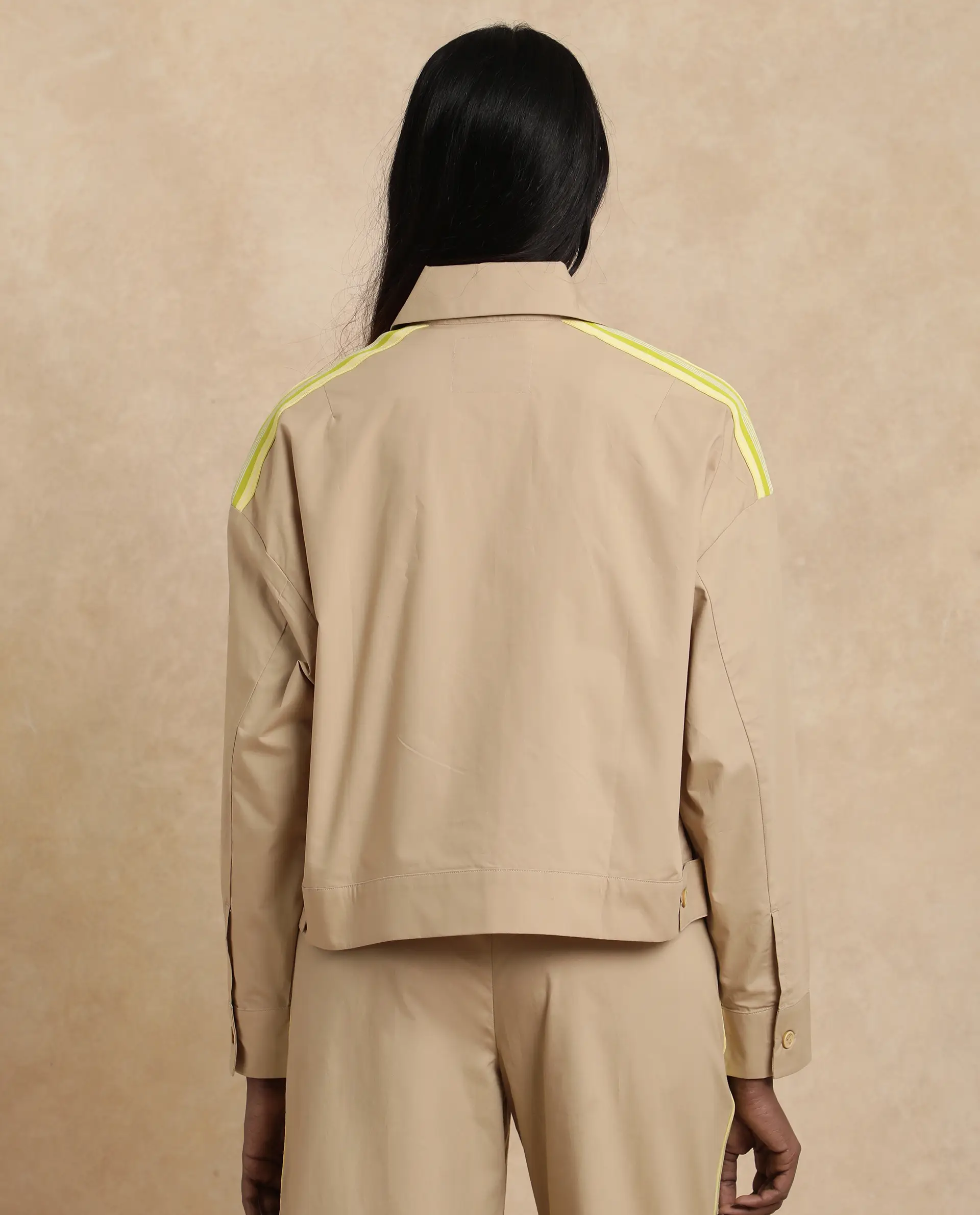 Rareism Women's Nocam S Beige Cotton Spread Collar Plain Cuffed Sleeve Relaxed Fit Shirt - Image 13