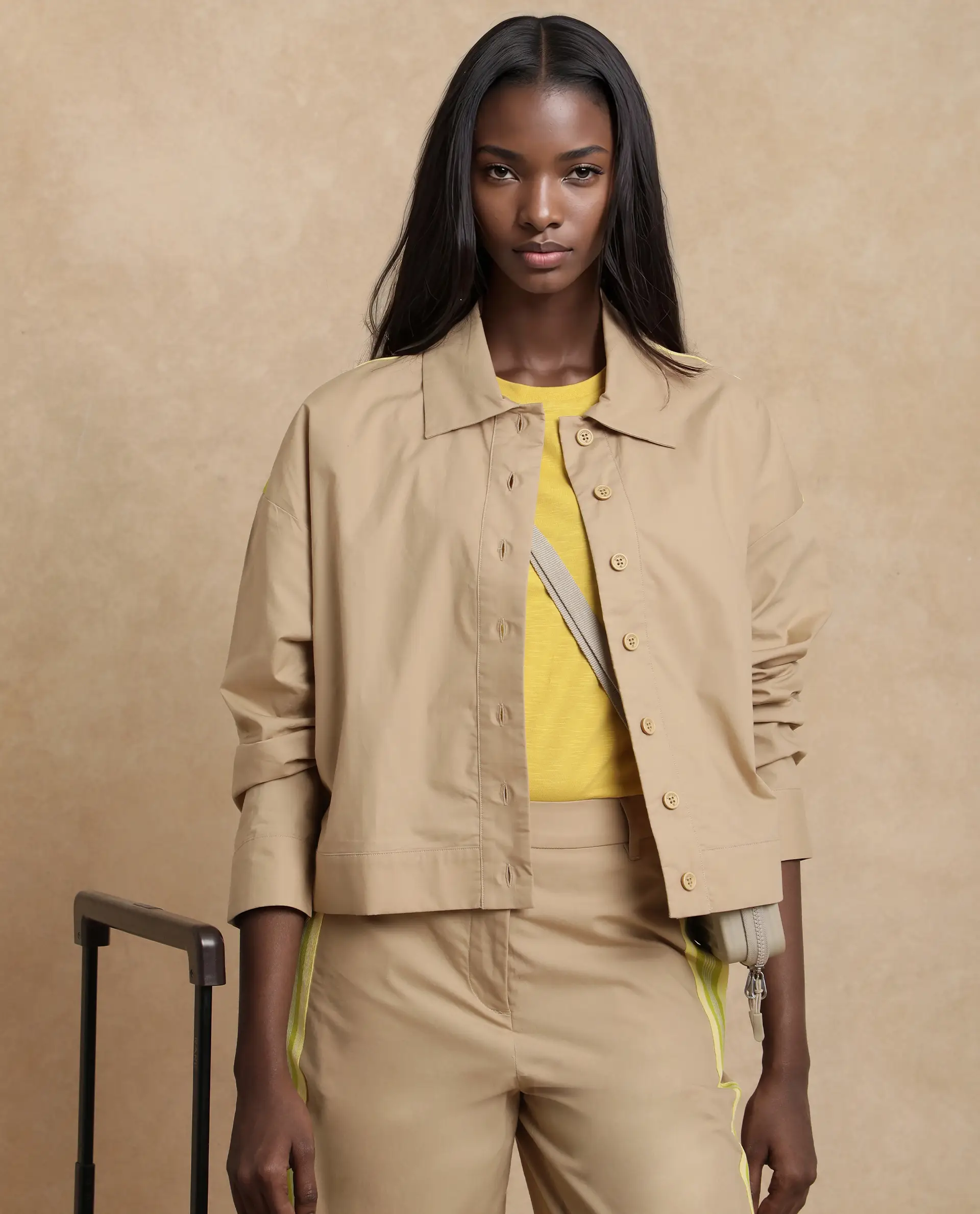 Rareism Women's Nocam S Beige Cotton Spread Collar Plain Cuffed Sleeve Relaxed Fit Shirt - Image 6