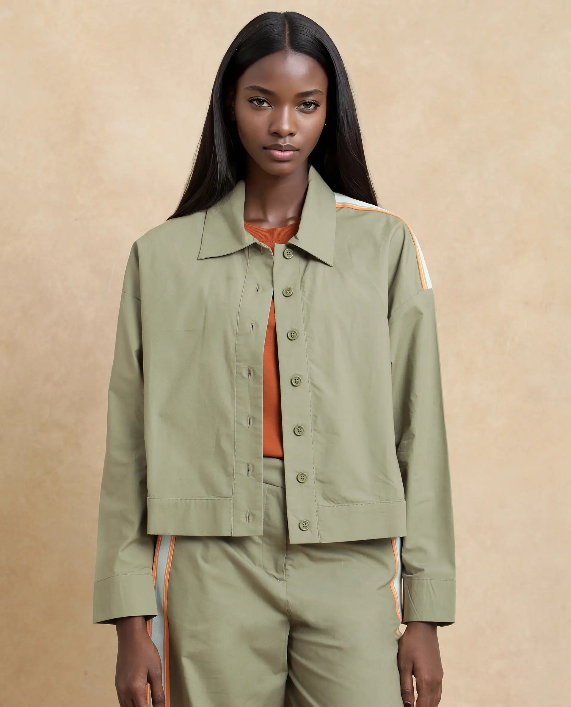 Rareism Women's Nocam S Dusky Green Cotton Spread Collar Plain Cuffed Sleeve Relaxed Fit Shirt - Image 5