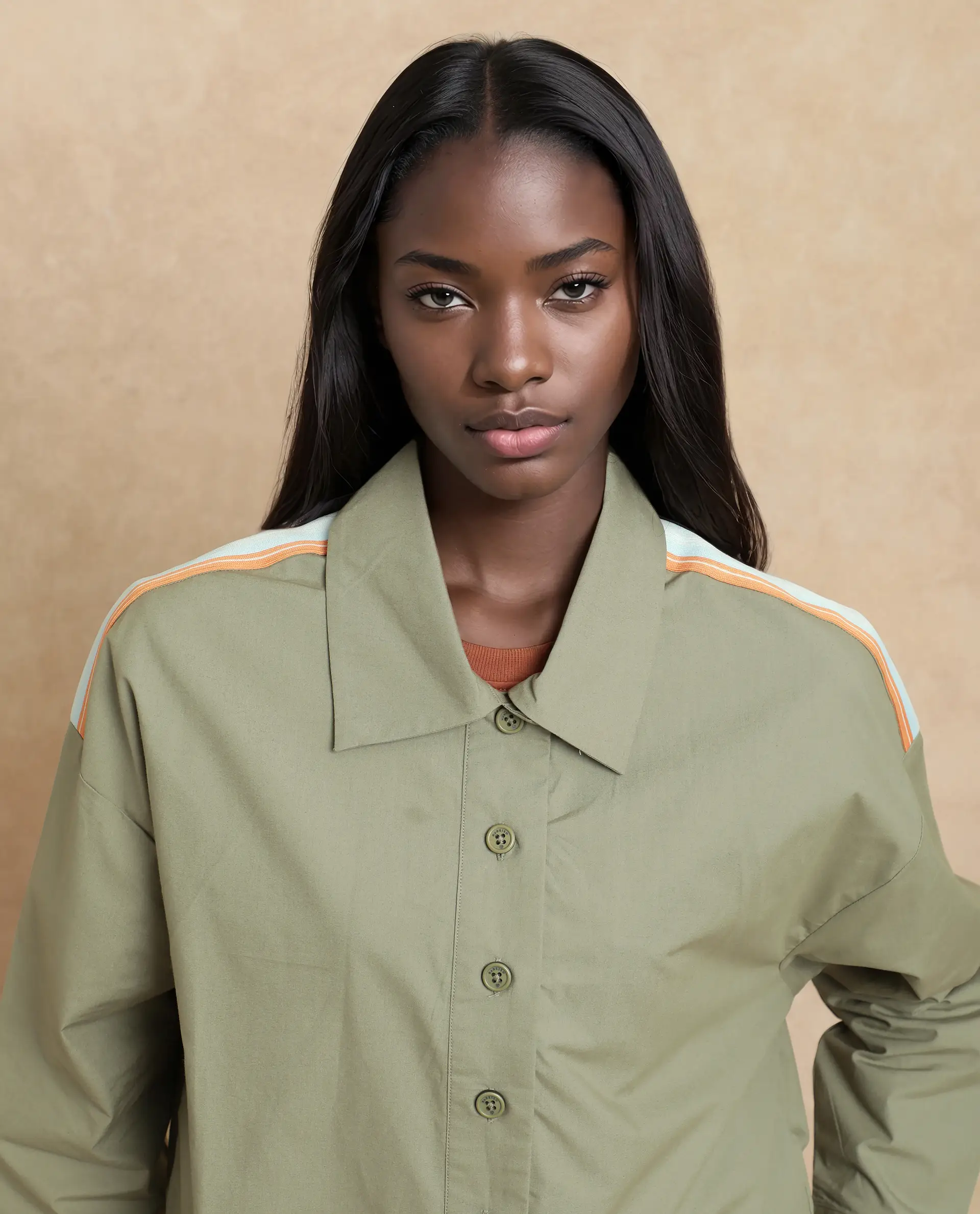 Rareism Women's Nocam S Dusky Green Cotton Spread Collar Plain Cuffed Sleeve Relaxed Fit Shirt - Image 6