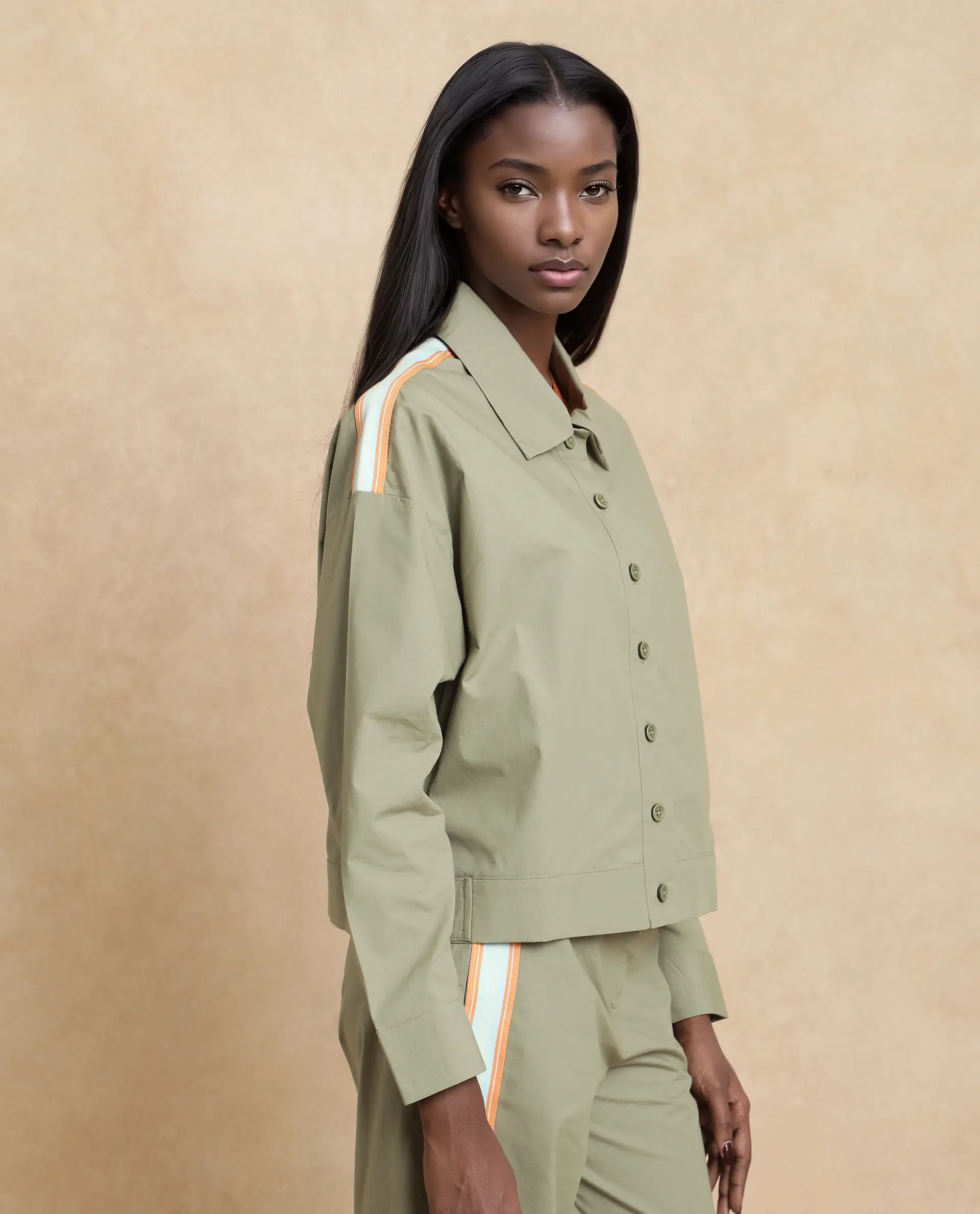 Rareism Women's Nocam S Dusky Green Cotton Spread Collar Plain Cuffed Sleeve Relaxed Fit Shirt - Image 8