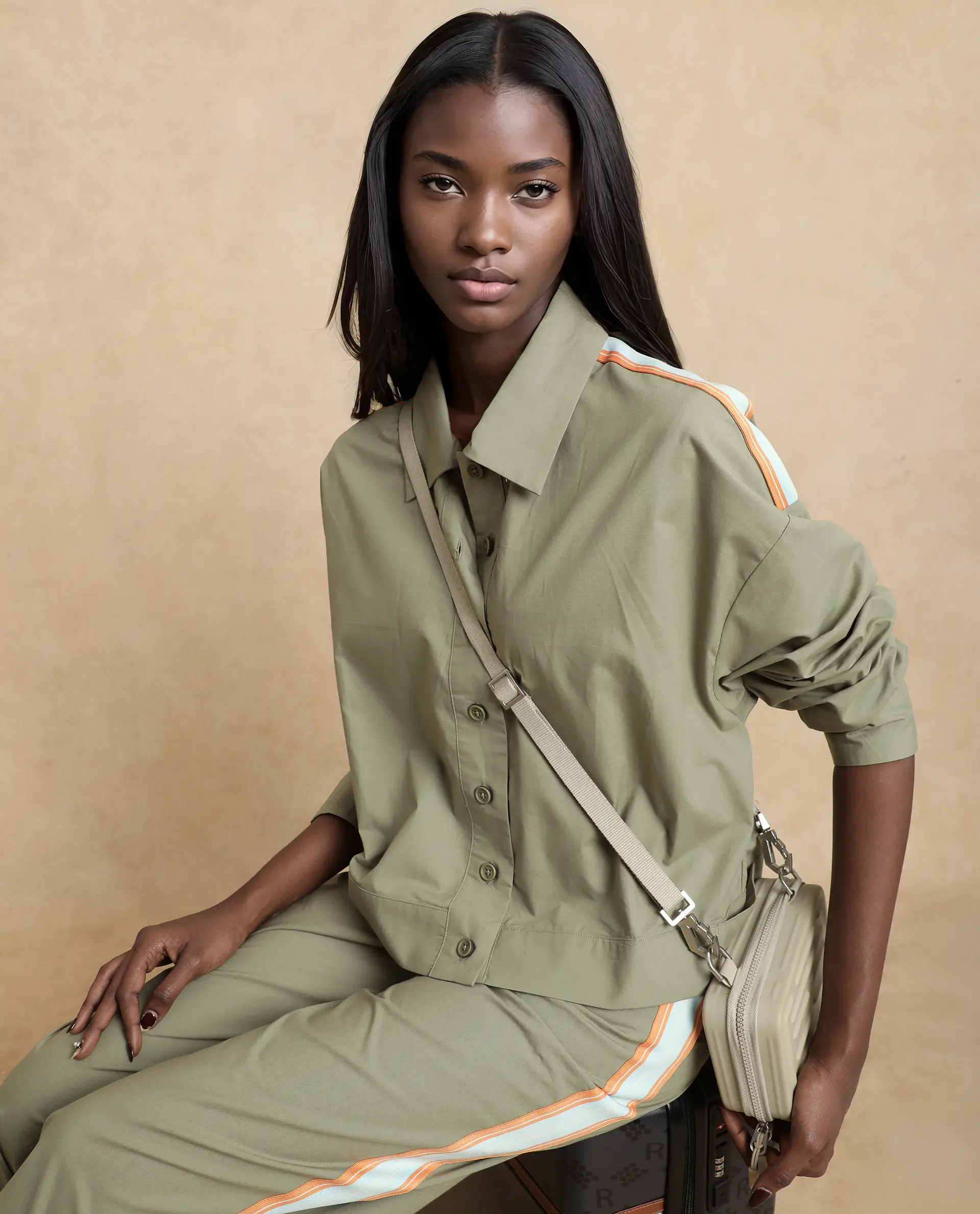 Rareism Women's Nocam S Dusky Green Cotton Spread Collar Plain Cuffed Sleeve Relaxed Fit Shirt - Image 9