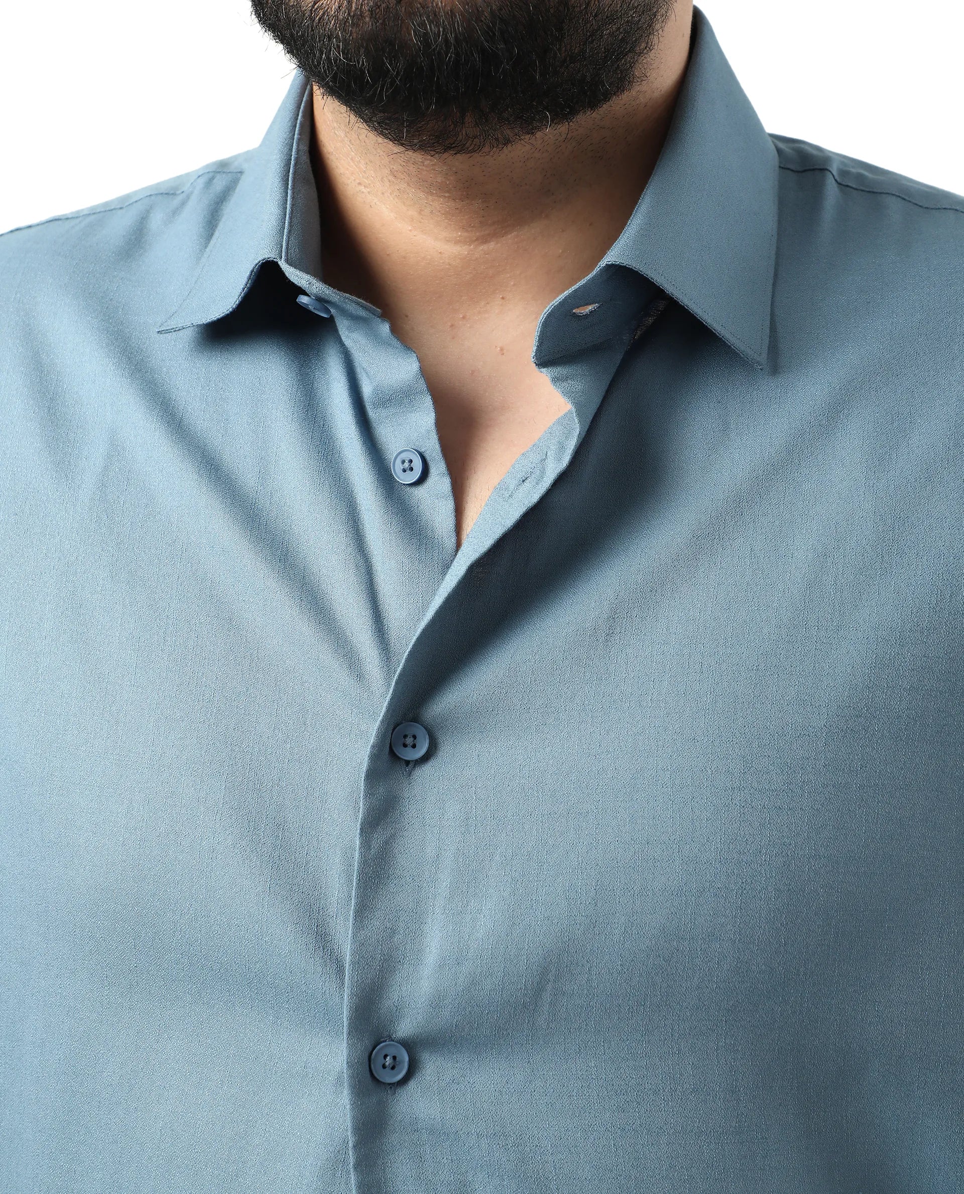 Rare Rabbit Men's Noel Big Light Petrol Cotton Fabric Short Sleeve Collared Neck Button Closure Plain Shirt - Image 3