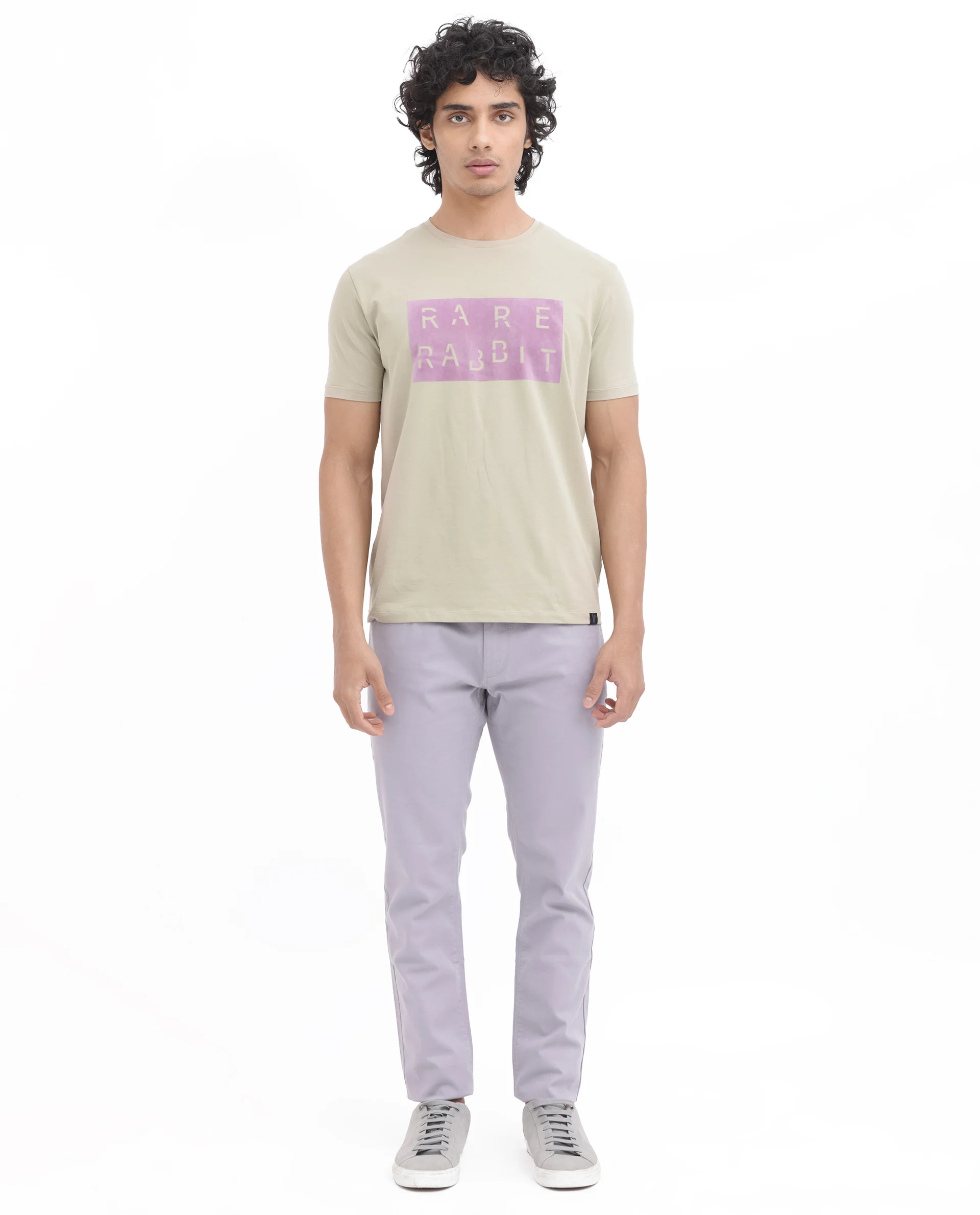 Rare Rabbit Men's Noir Light Green Cotton Blend Graphic Print Regular Fit Half Sleeve Crew Neck T-Shirt - Image 4
