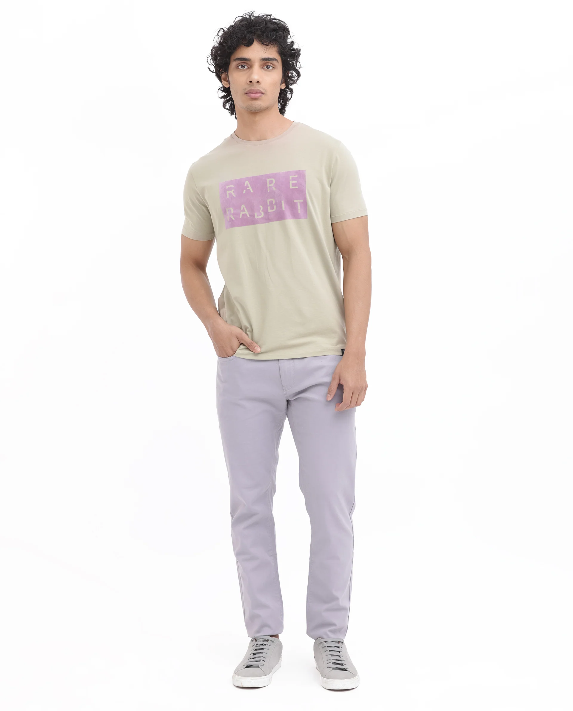 Rare Rabbit Men's Noir Light Green Cotton Blend Graphic Print Regular Fit Half Sleeve Crew Neck T-Shirt - Image 8