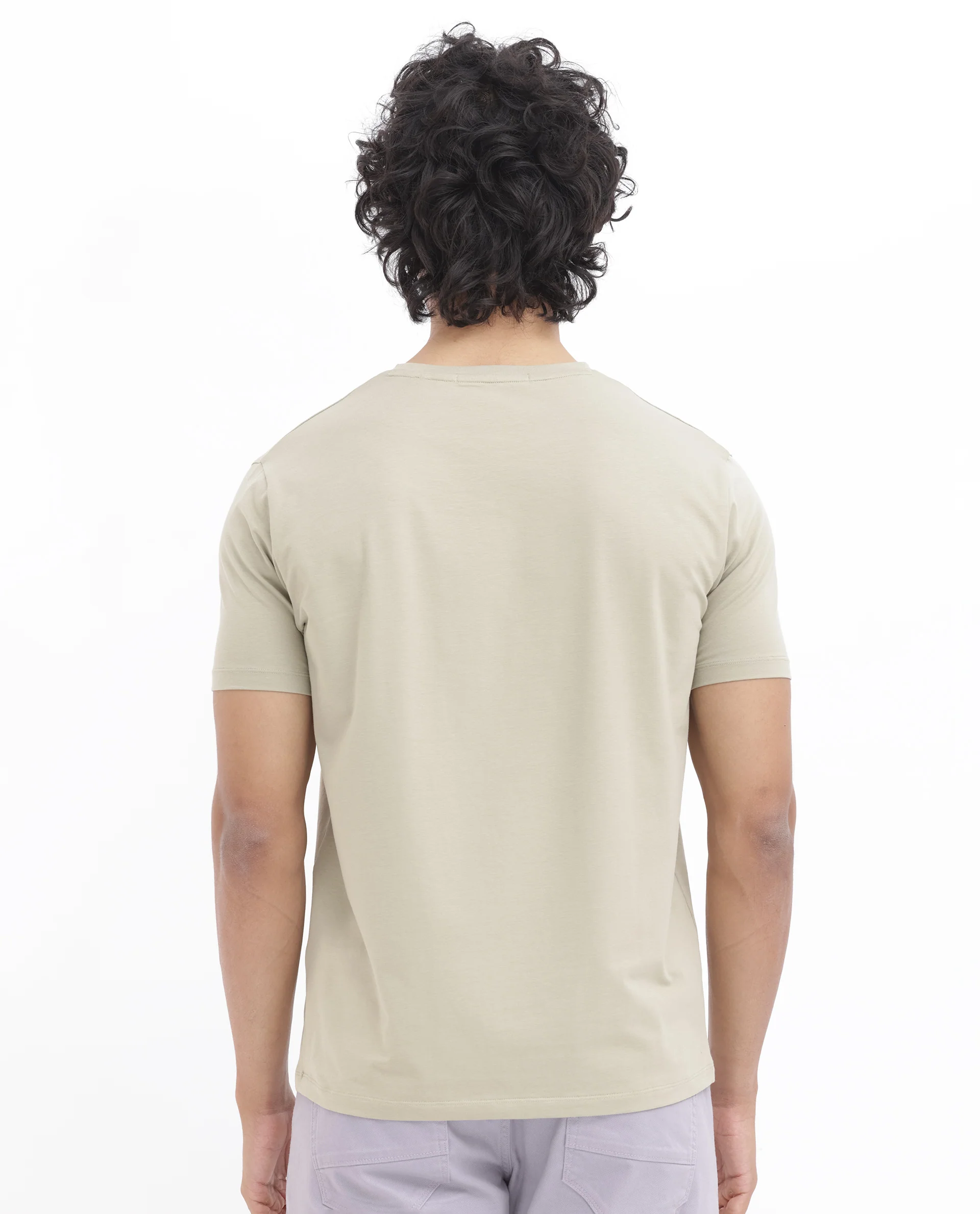 Rare Rabbit Men's Noir Light Green Cotton Blend Graphic Print Regular Fit Half Sleeve Crew Neck T-Shirt - Image 9