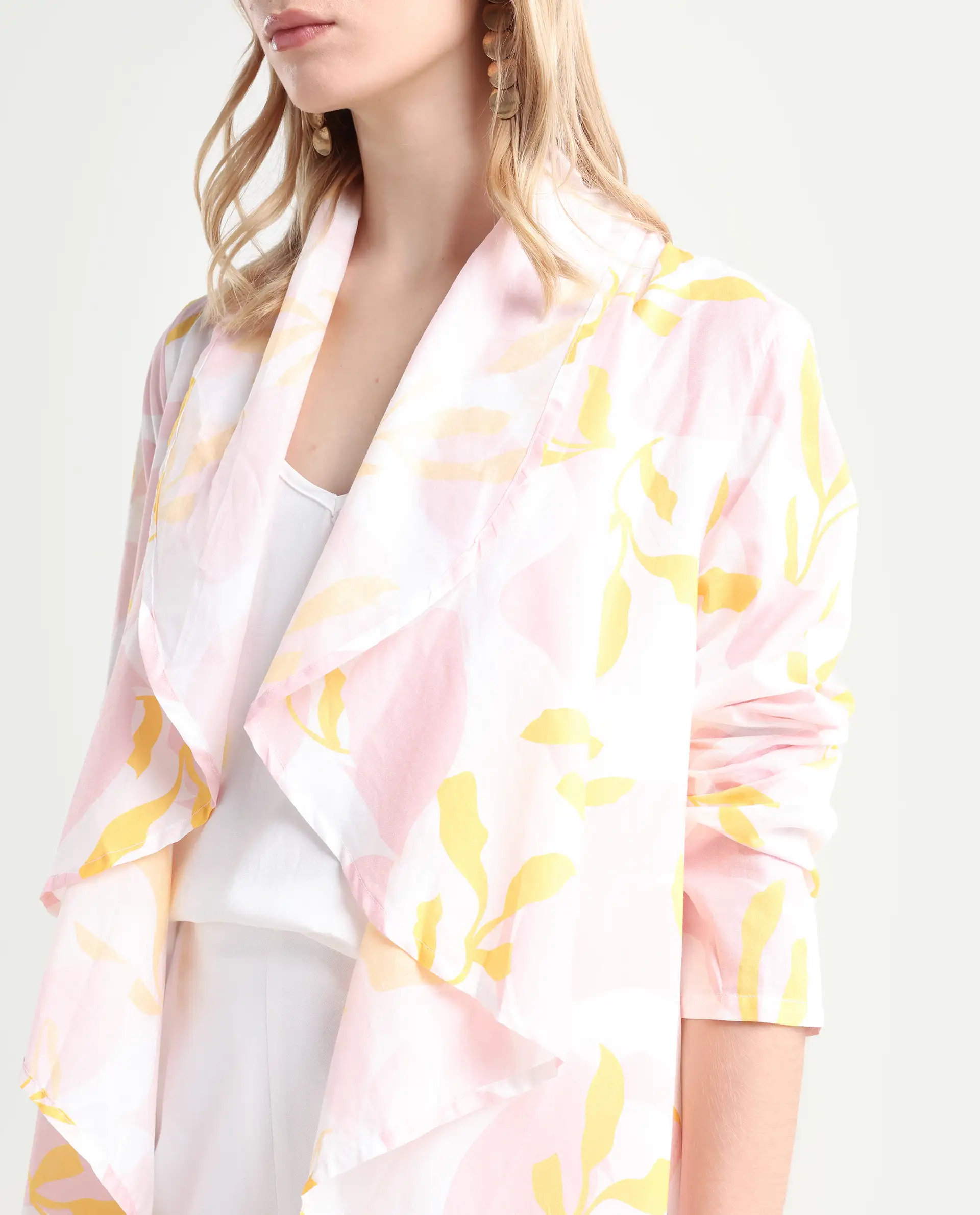 Rareism Women's Noki Pink Collarless Regular Fit Outer Wear - Image 3