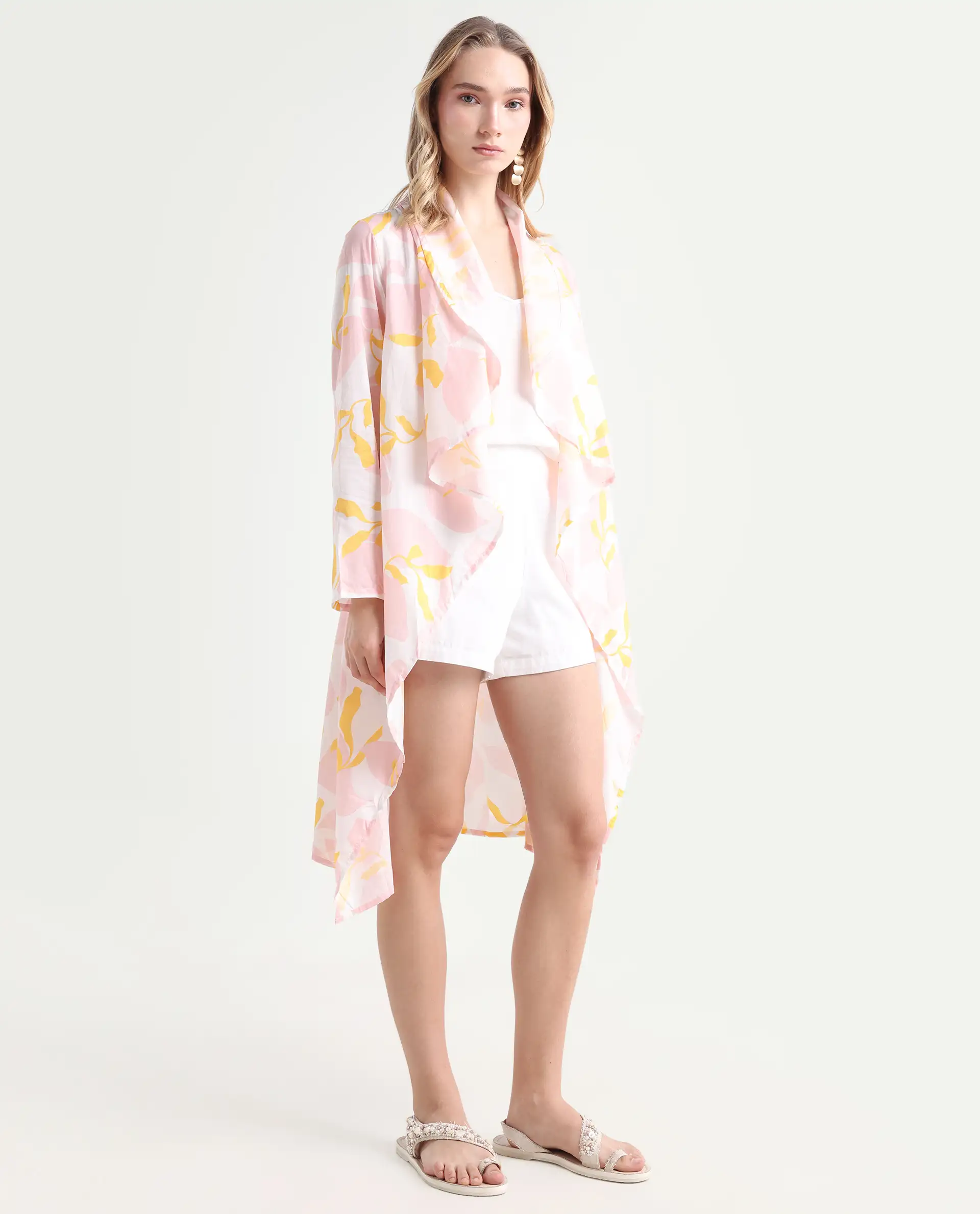 Rareism Women's Noki Pink Collarless Regular Fit Outer Wear - Image 6