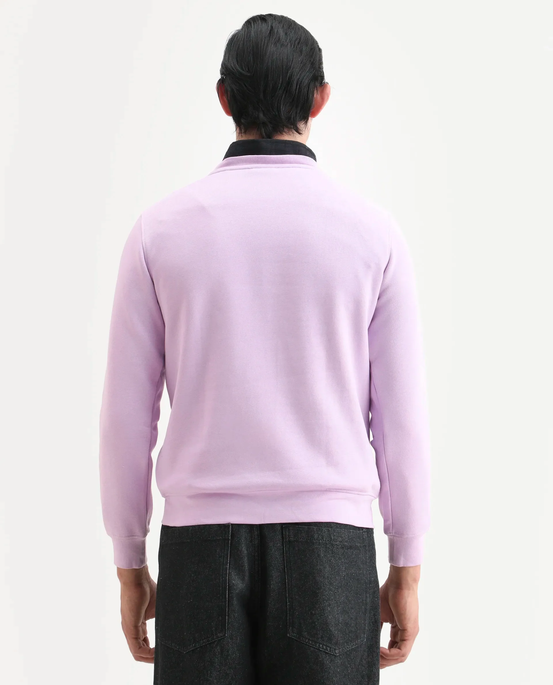 Rare Rabbit Men's Nomic Pastel Purple Cotton Graphic Print Regular Fit Full Sleeve Crew Neck Sweatshirt - Image 8