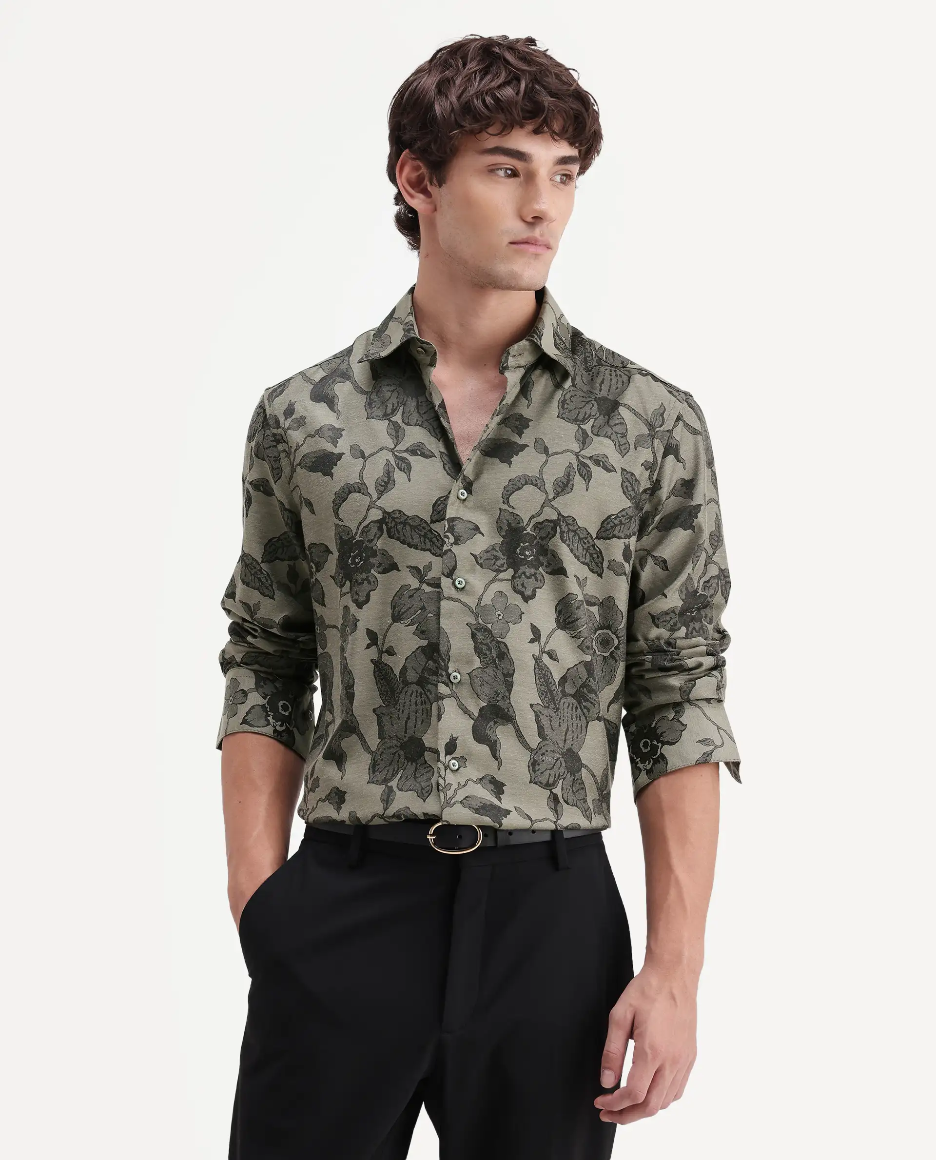 Rare Rabbit Men's Nomo Dark Green Polyester Blend Fabric Spread Collar Regular Fit Floral Print Shirt - Image 4