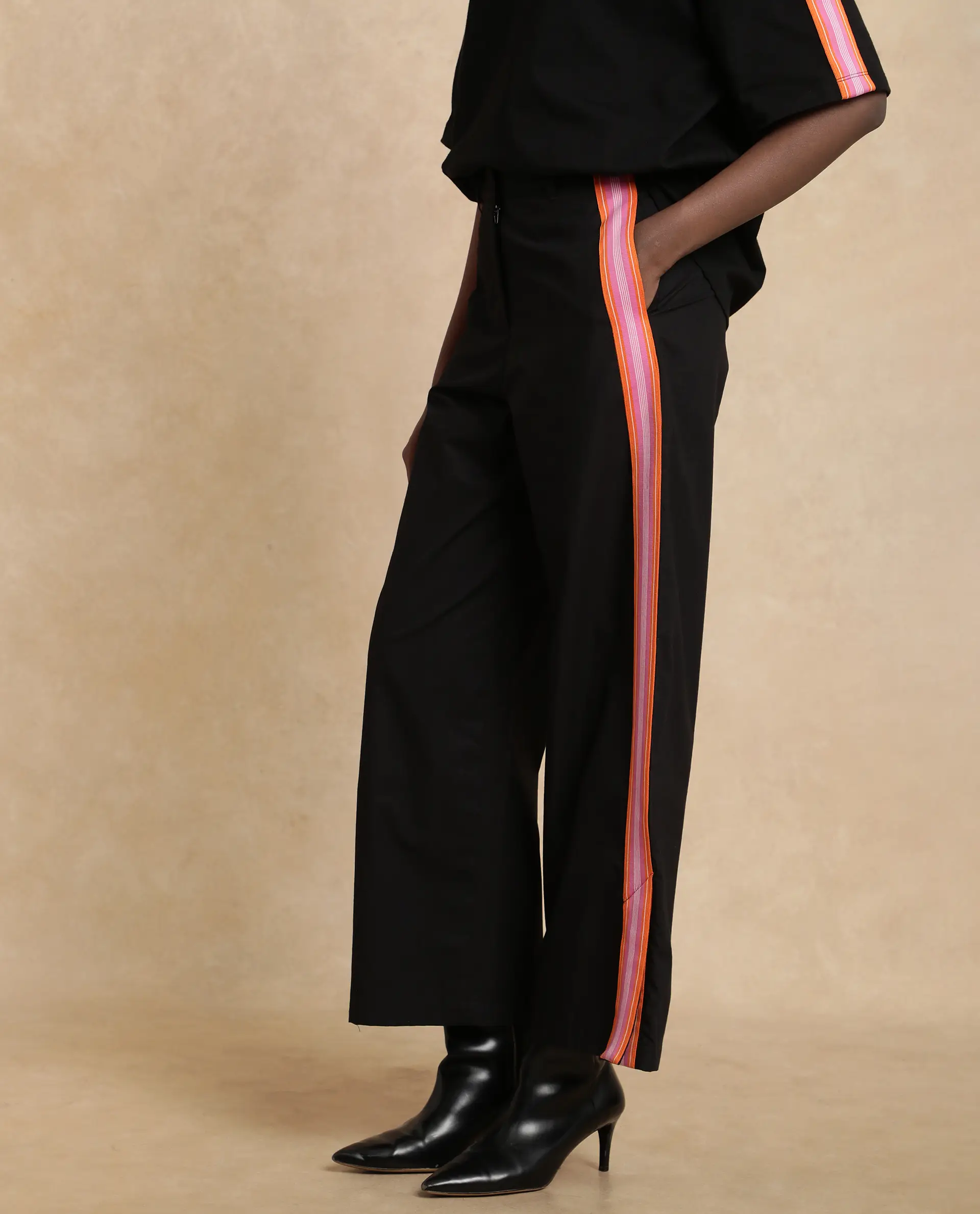 Rareism Women's Nonwen B Black Cotton Plain Ankle Length Wide Trouser - Image 10