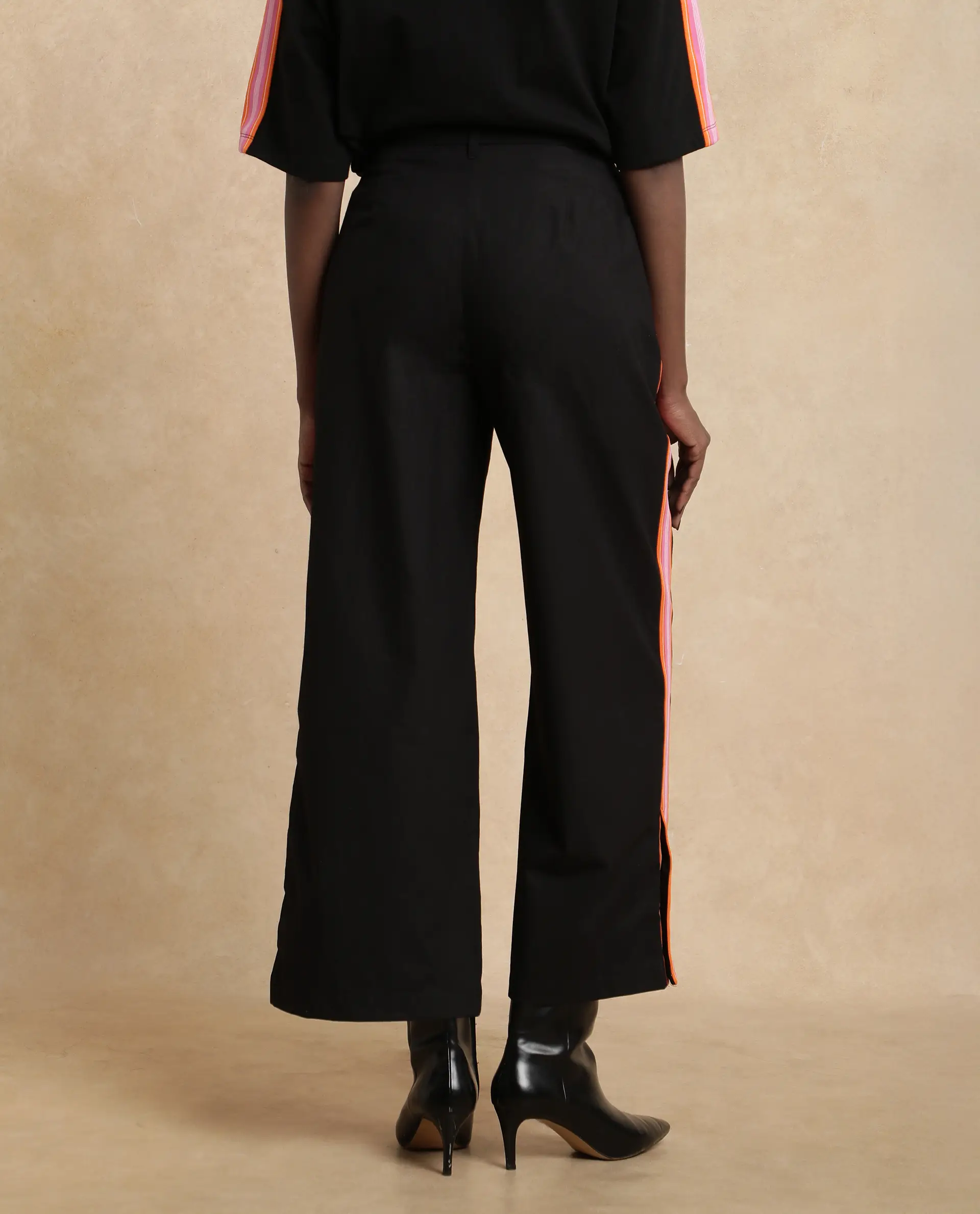 Rareism Women's Nonwen B Black Cotton Plain Ankle Length Wide Trouser - Image 12