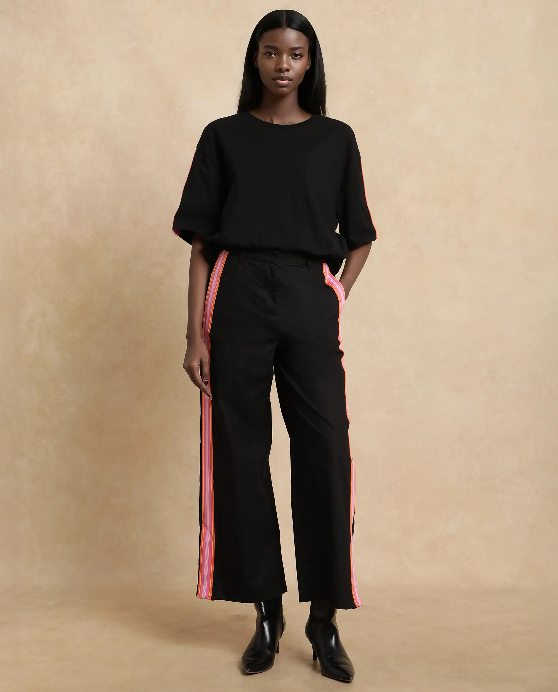 Rareism Women's Nonwen B Black Cotton Plain Ankle Length Wide Trouser - Image 5